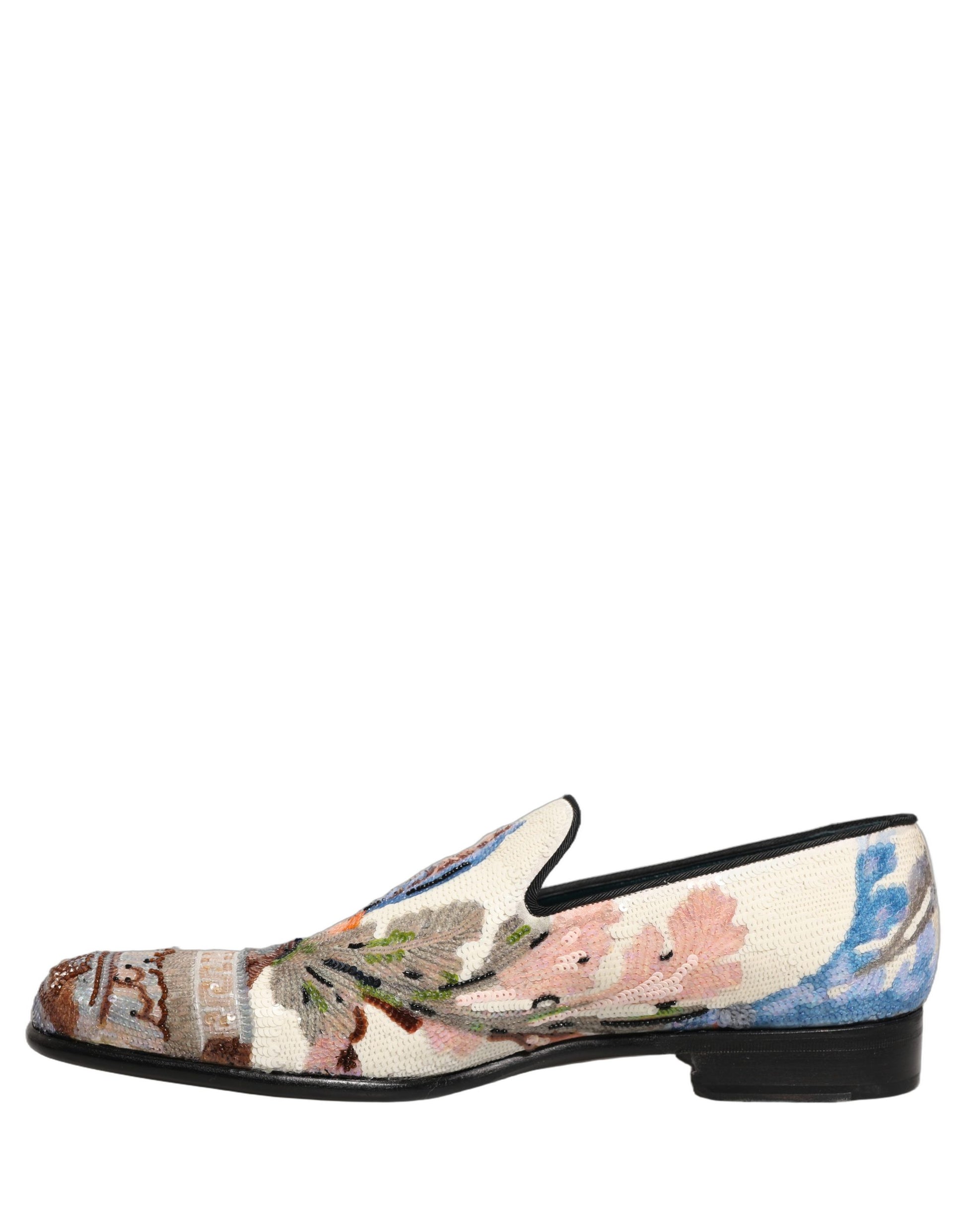 Dolce & Gabbana Multicolor Sequin Embroidered Loafers Shoes Curated Luxury Accessories by Orvyn