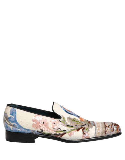 Dolce & Gabbana Multicolor Sequin Embroidered Loafers Shoes Curated Luxury Accessories by Orvyn
