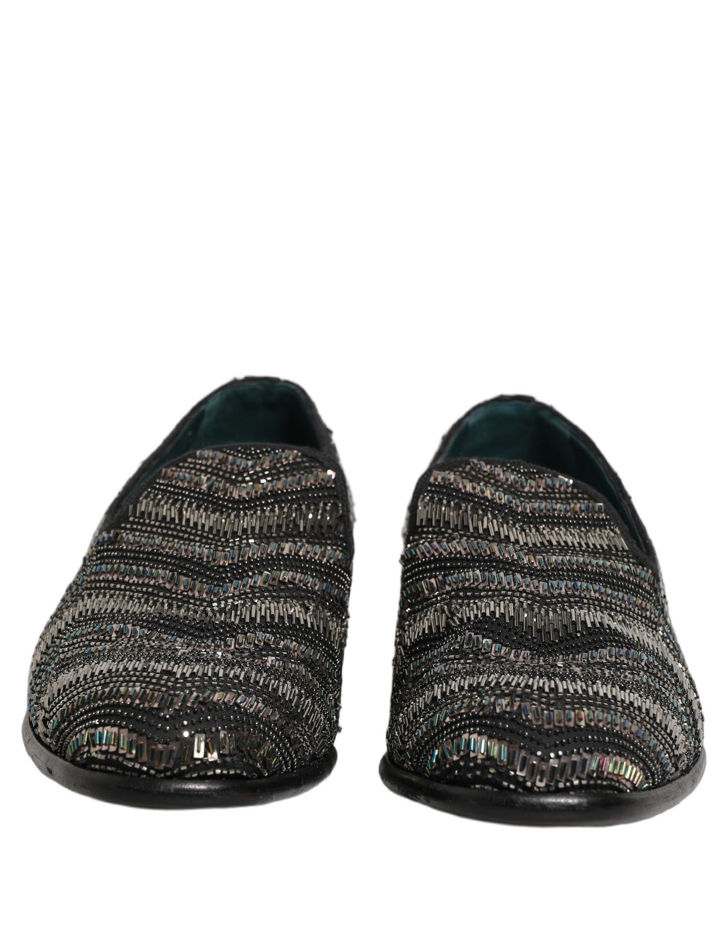 Dolce & Gabbana Black Silver Embellished Slip On Loafers Shoes Curated Luxury Accessories by Orvyn