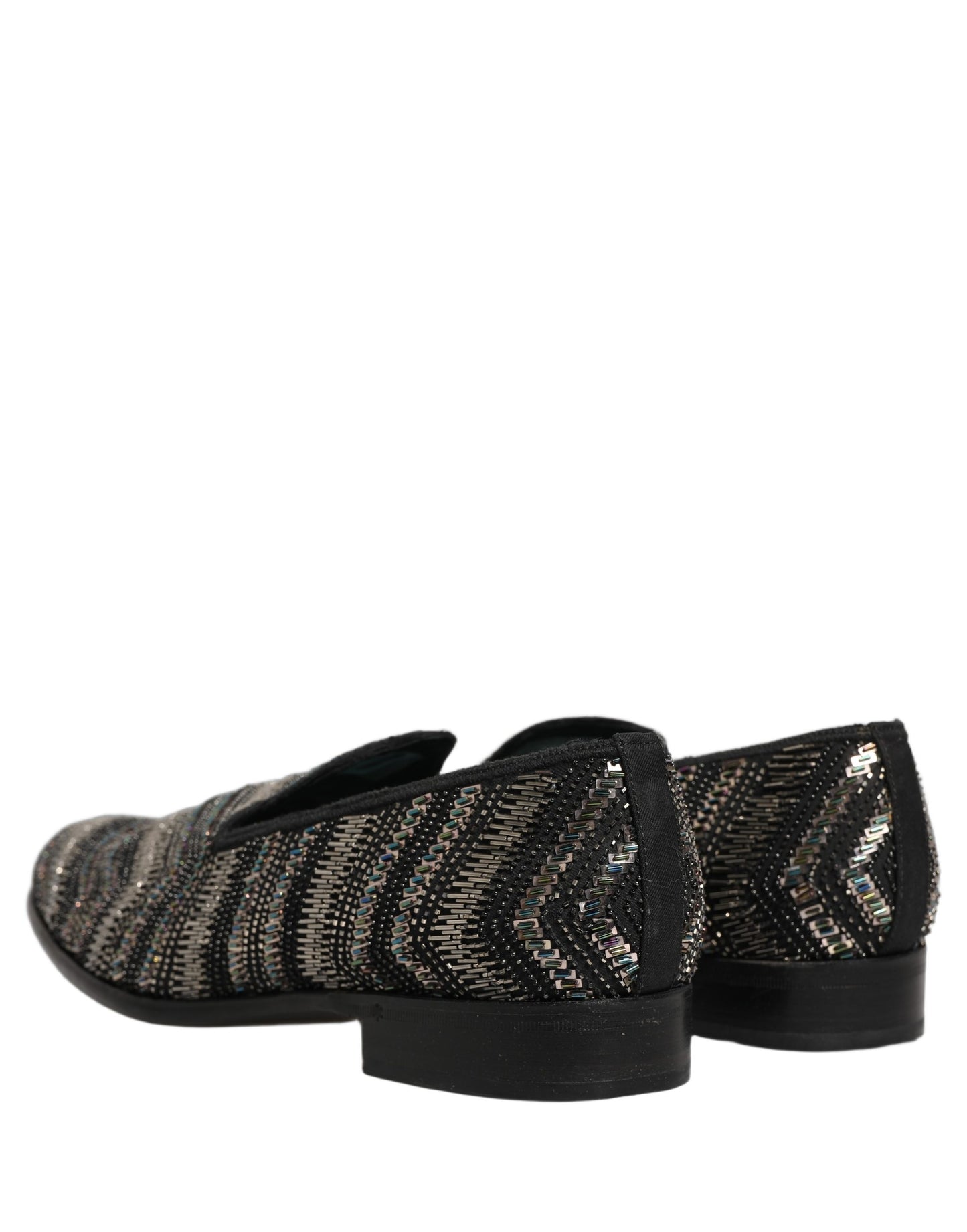 Dolce & Gabbana Black Silver Embellished Slip On Loafers Shoes Curated Luxury Accessories by Orvyn