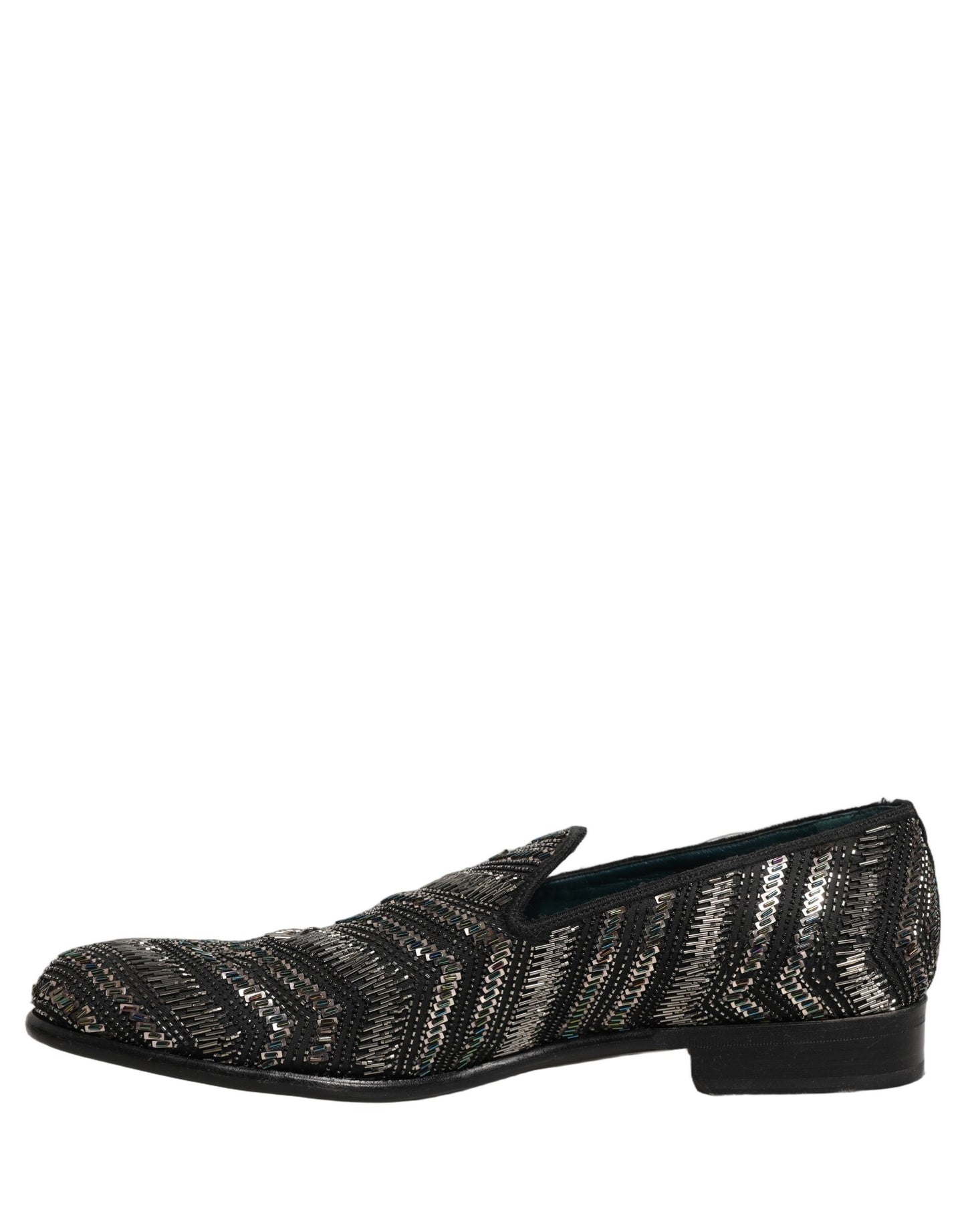 Dolce & Gabbana Black Silver Embellished Slip On Loafers Shoes Curated Luxury Accessories by Orvyn