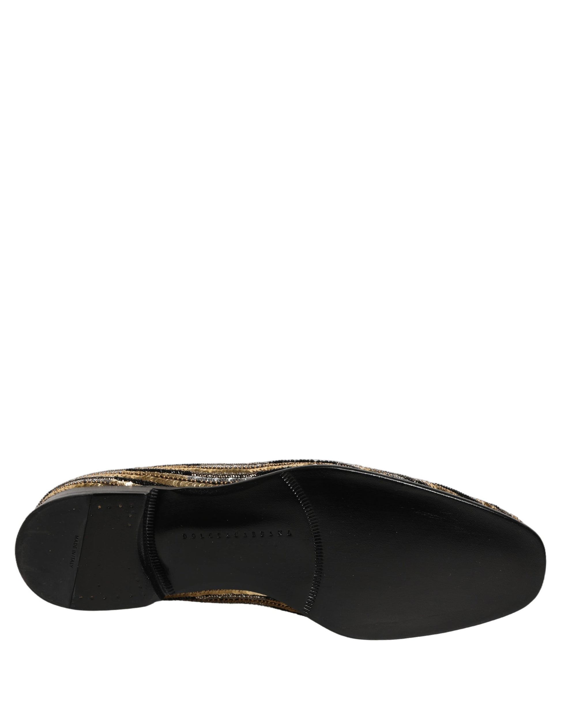 Dolce & Gabbana Gold Striped Sequin Embellished Loafer Shoes Curated Luxury Accessories by Orvyn