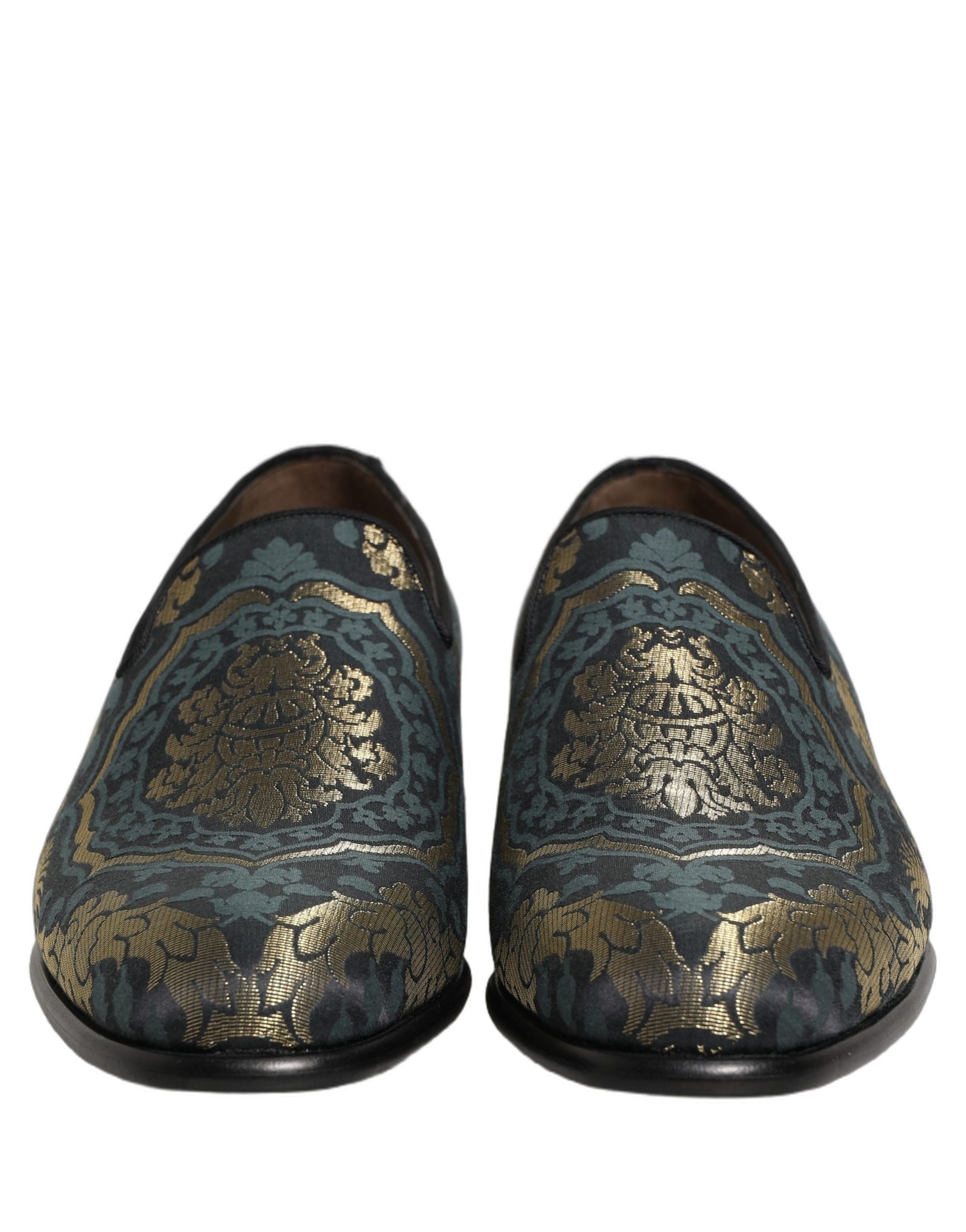 Dolce & Gabbana Black Floral Brocade Slip On Loafers Shoes Curated Luxury Accessories by Orvyn