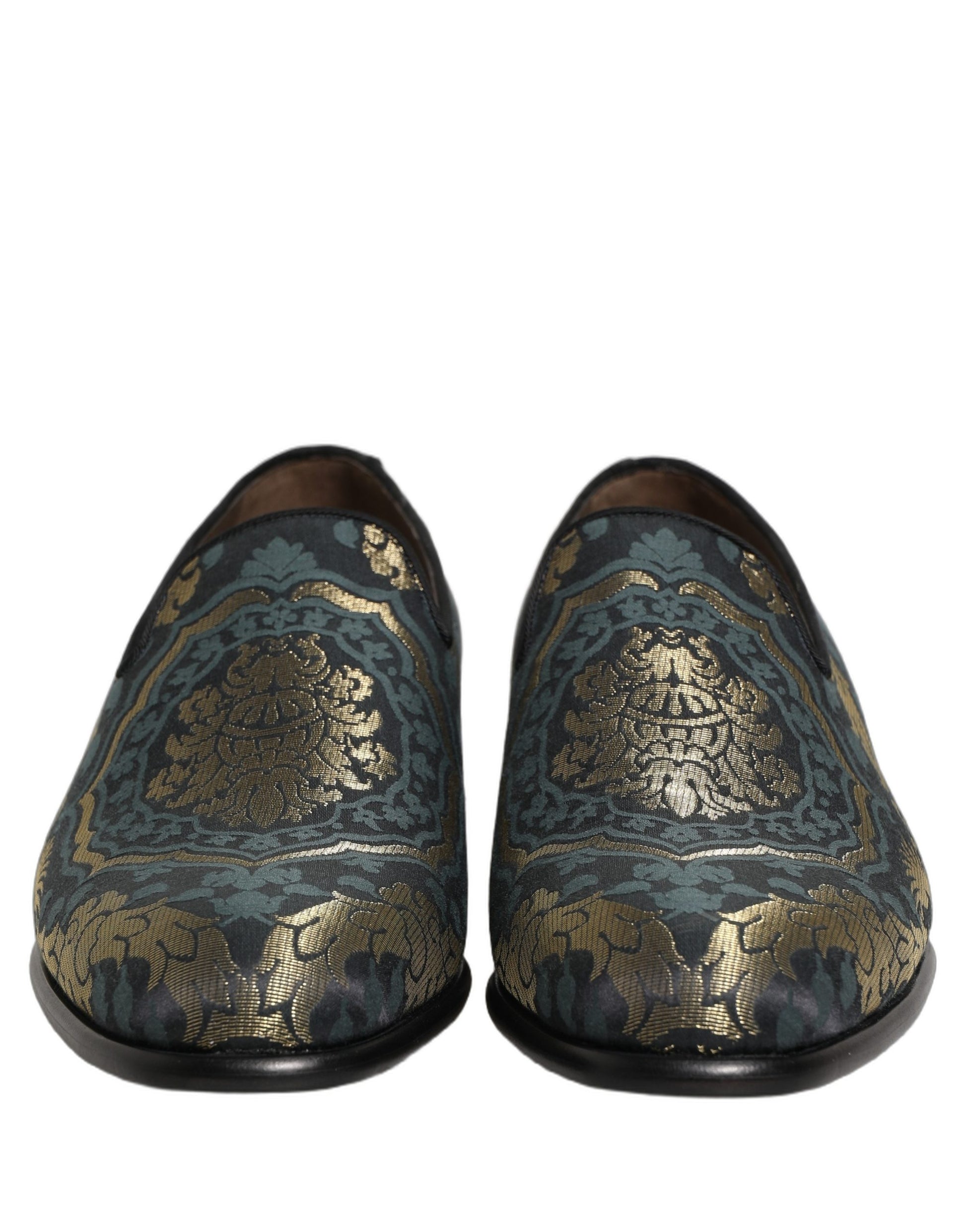 Dolce & Gabbana Black Floral Brocade Slip On Loafers Shoes Curated Luxury Accessories by Orvyn