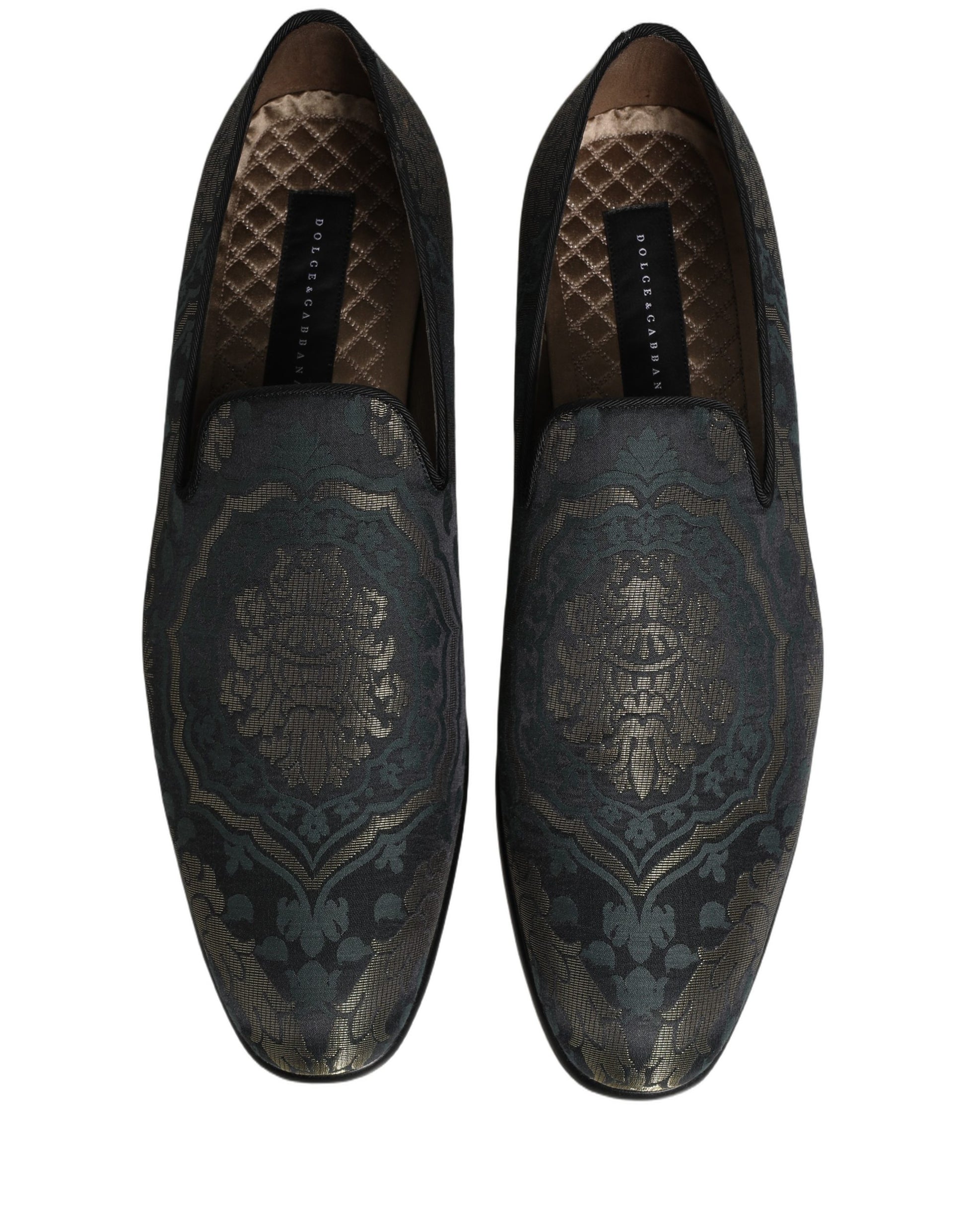 Dolce & Gabbana Black Floral Brocade Slip On Loafers Shoes Curated Luxury Accessories by Orvyn