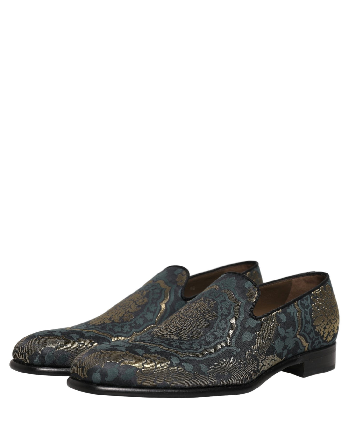 Dolce & Gabbana Black Floral Brocade Slip On Loafers Shoes Curated Luxury Accessories by Orvyn