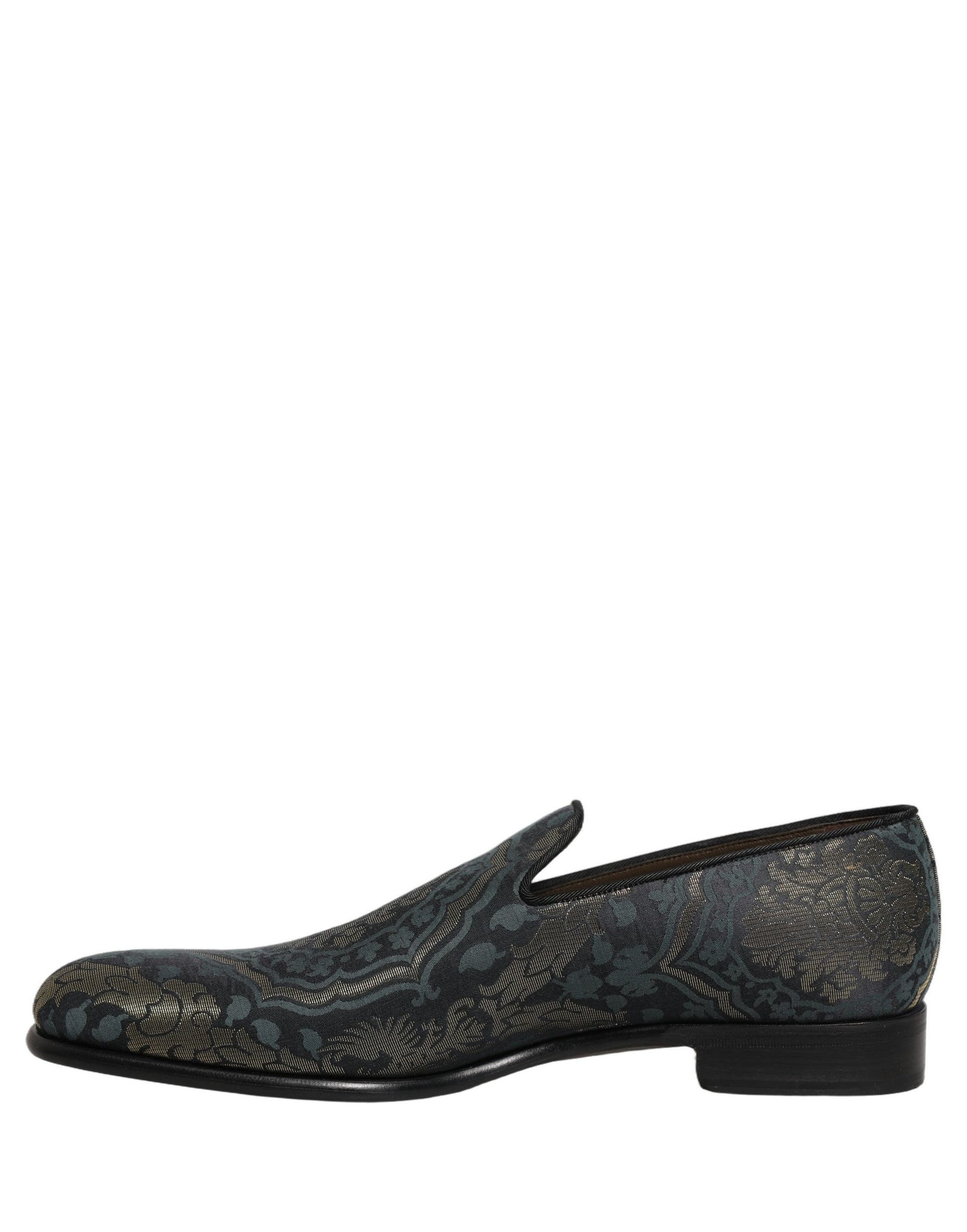 Dolce & Gabbana Black Floral Brocade Slip On Loafers Shoes Curated Luxury Accessories by Orvyn