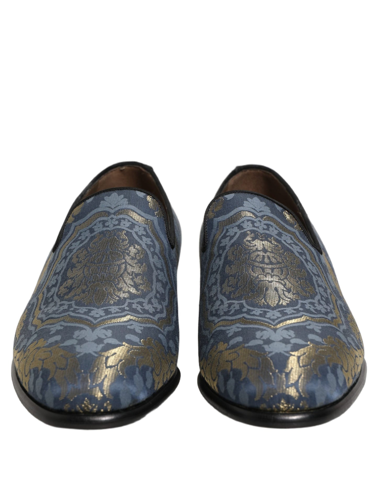 Dolce & Gabbana Blue Floral Brocade Slip On Loafers Shoes Curated Luxury Accessories by Orvyn