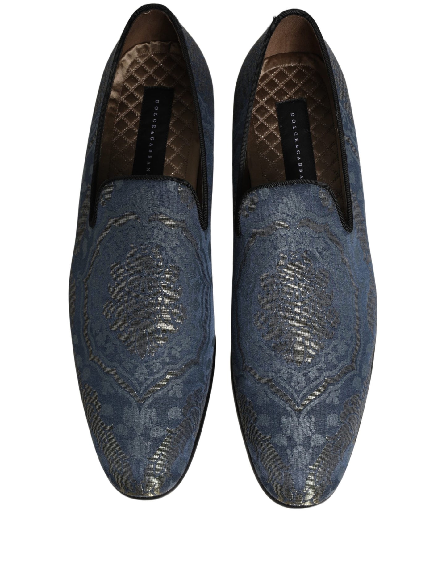 Dolce & Gabbana Blue Floral Brocade Slip On Loafers Shoes Curated Luxury Accessories by Orvyn