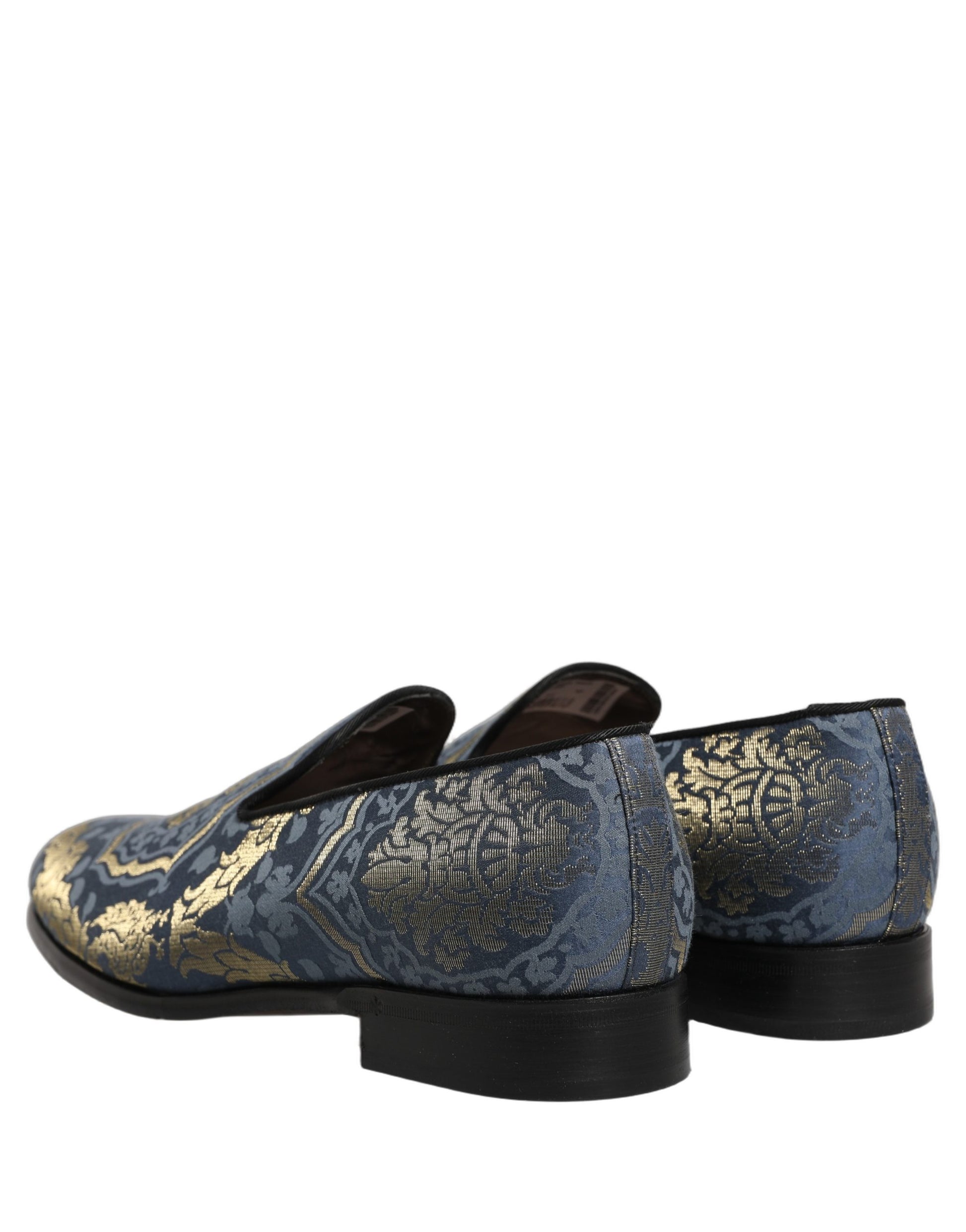 Dolce & Gabbana Blue Floral Brocade Slip On Loafers Shoes Curated Luxury Accessories by Orvyn