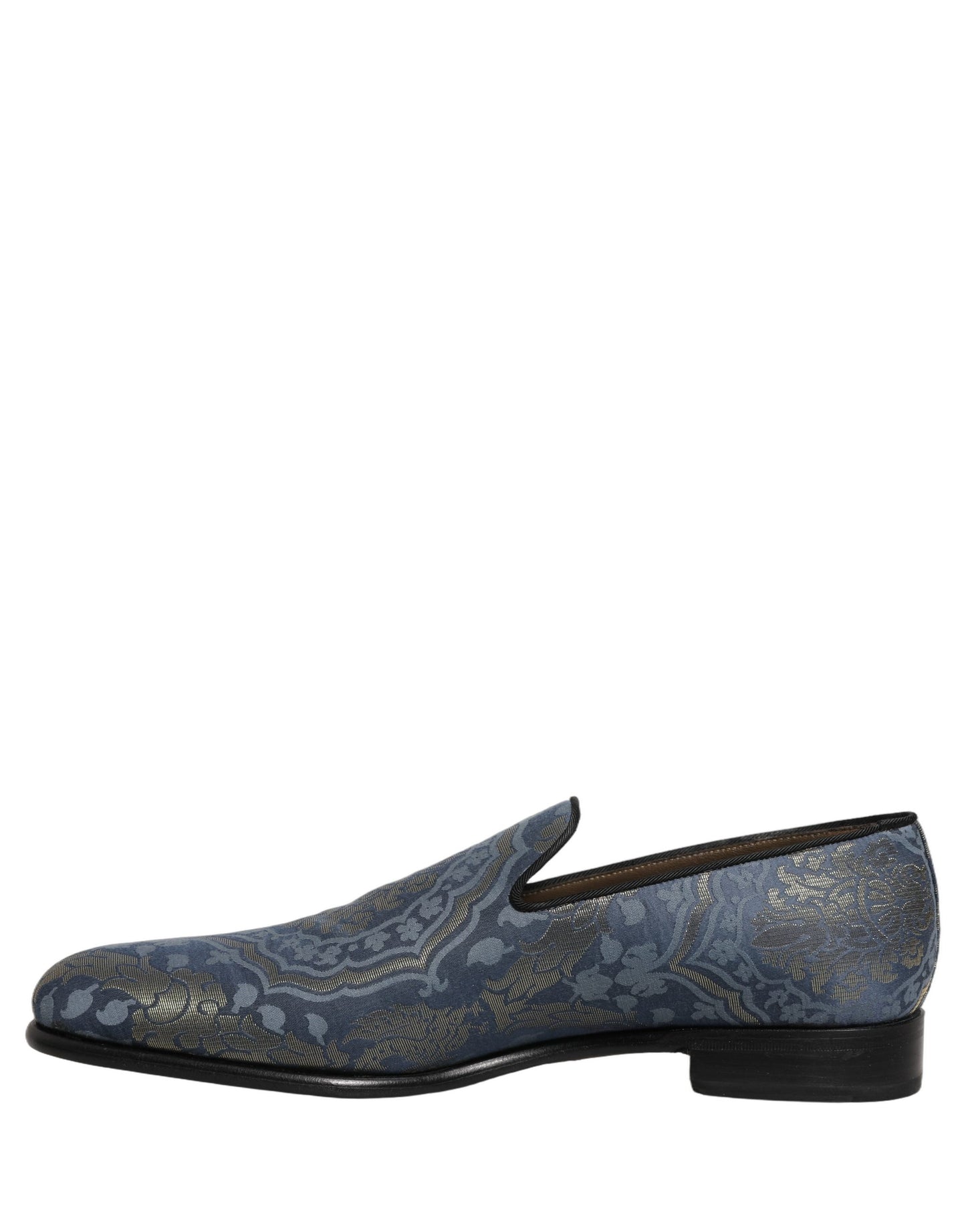 Dolce & Gabbana Blue Floral Brocade Slip On Loafers Shoes Curated Luxury Accessories by Orvyn