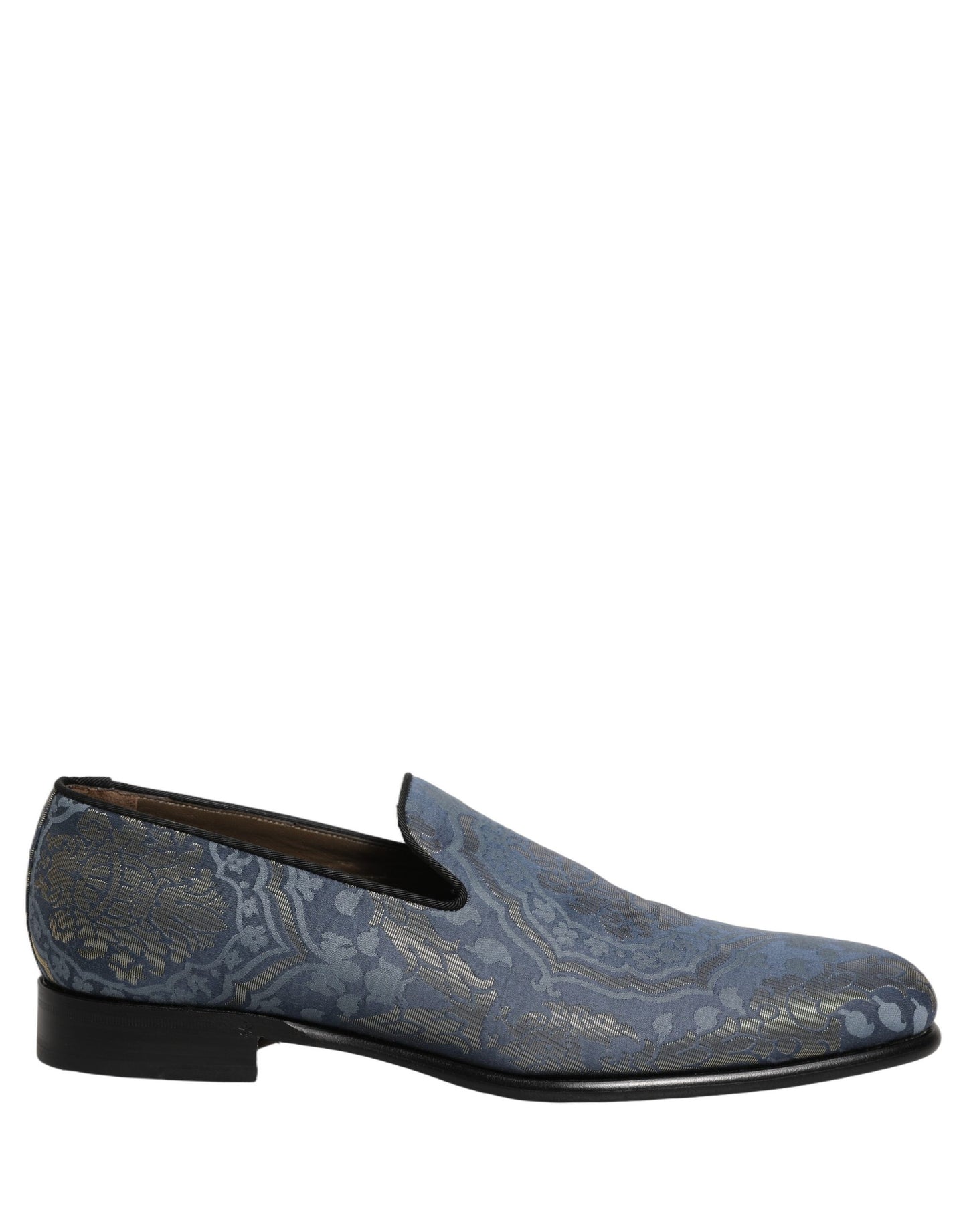 Dolce & Gabbana Blue Floral Brocade Slip On Loafers Shoes Curated Luxury Accessories by Orvyn