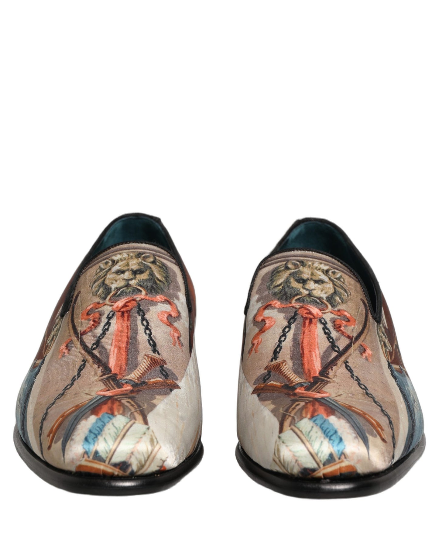 Dolce & Gabbana Multicolor Lion Print Slip On Loafers Shoes Curated Luxury Accessories by Orvyn
