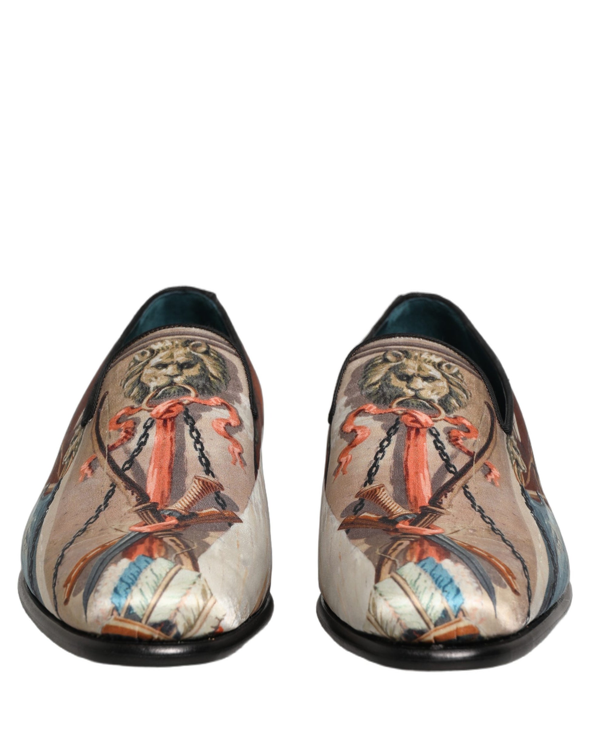 Dolce & Gabbana Multicolor Lion Print Slip On Loafers Shoes Curated Luxury Accessories by Orvyn