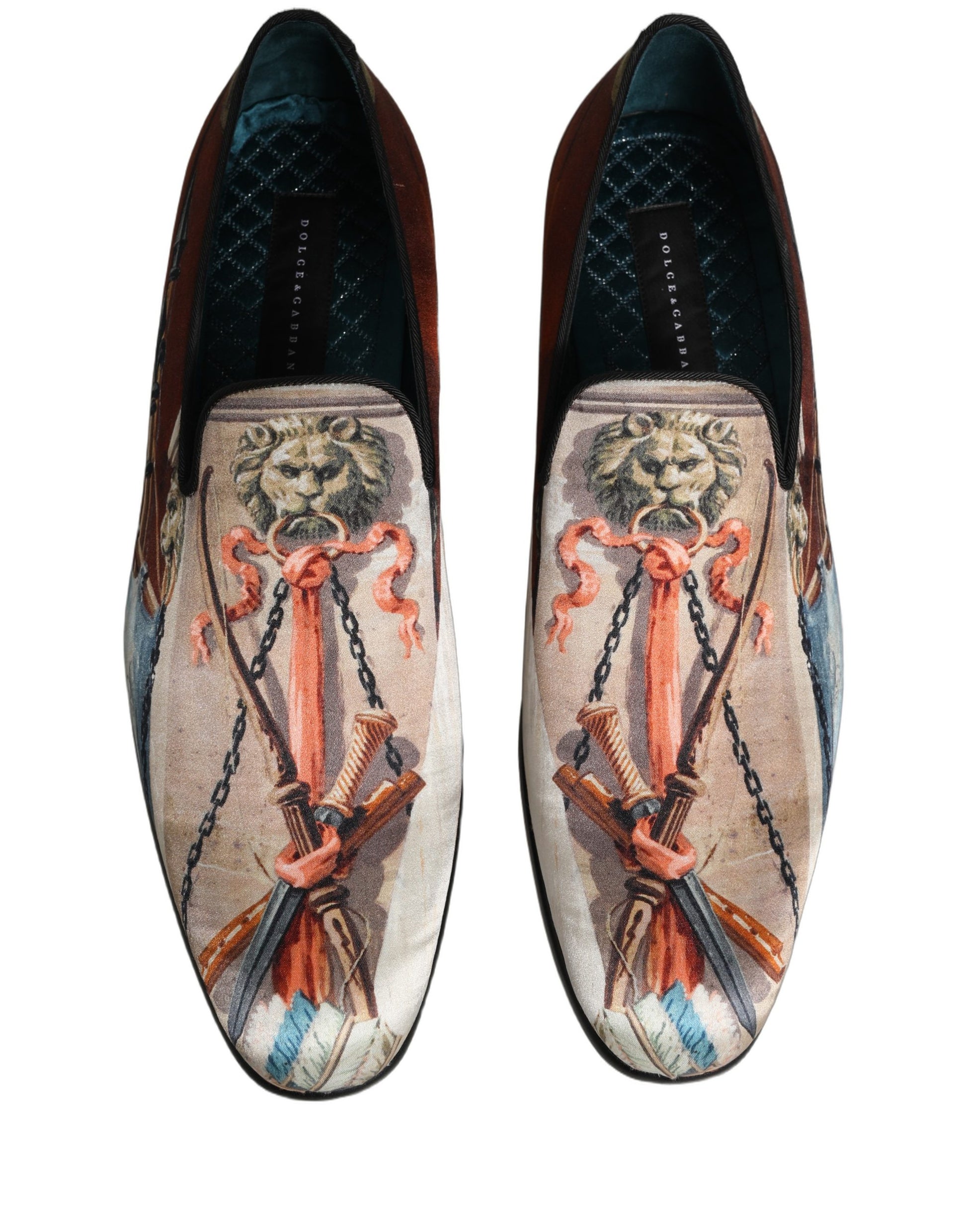Dolce & Gabbana Multicolor Lion Print Slip On Loafers Shoes Curated Luxury Accessories by Orvyn