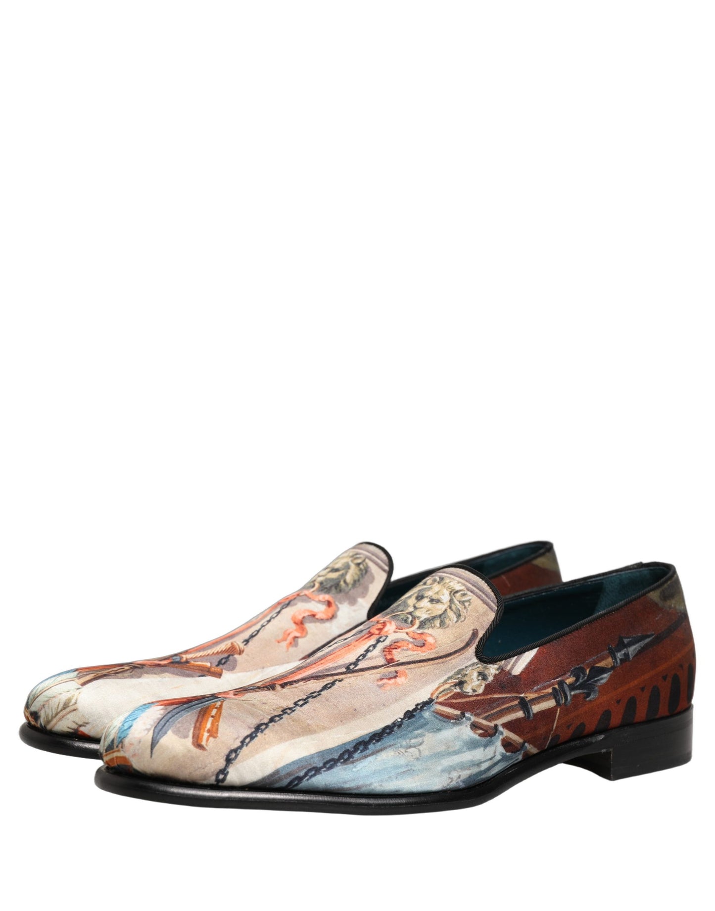 Dolce & Gabbana Multicolor Lion Print Slip On Loafers Shoes Curated Luxury Accessories by Orvyn