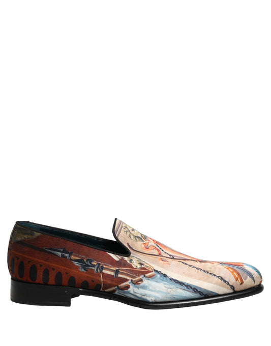 Dolce & Gabbana Multicolor Lion Print Slip On Loafers Shoes Curated Luxury Accessories by Orvyn