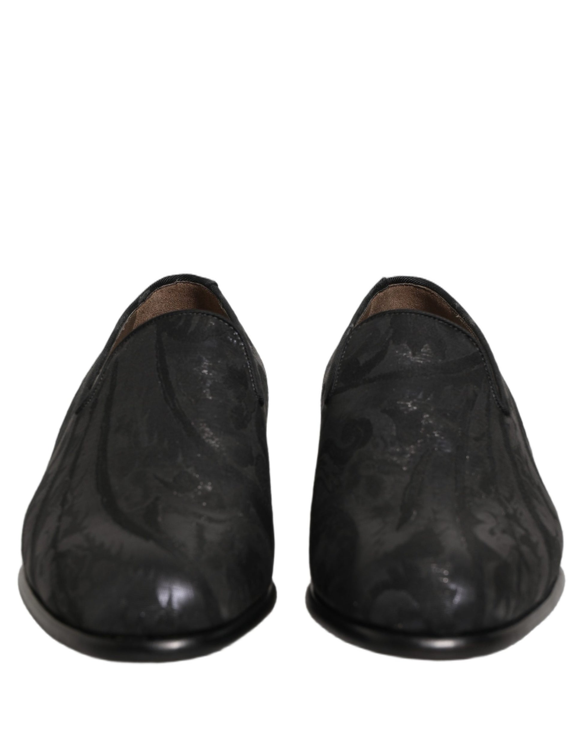 Dolce & Gabbana Black Brocade Men Slip On Dress Loafers Shoes Curated Luxury Accessories by Orvyn