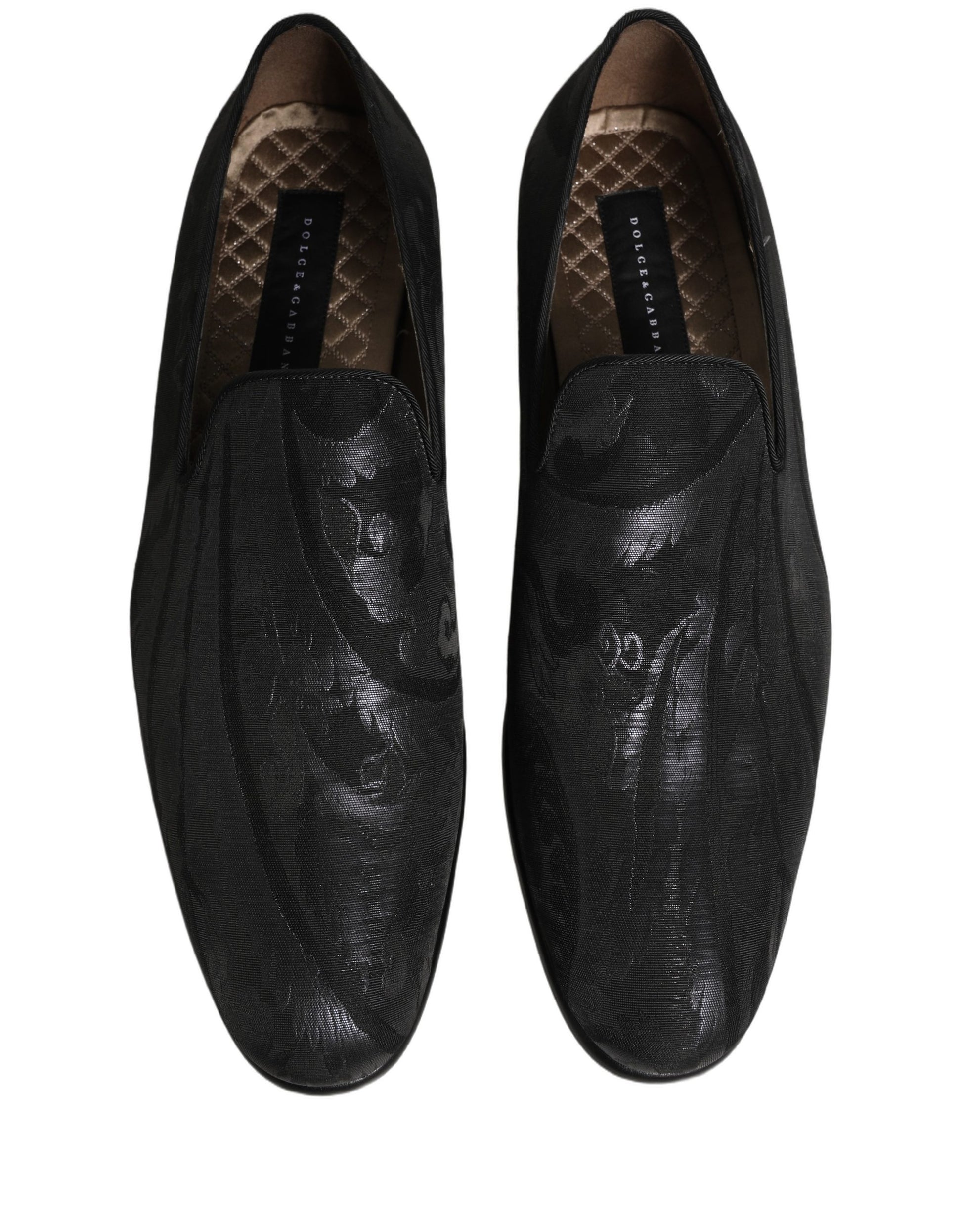 Dolce & Gabbana Black Brocade Men Slip On Dress Loafers Shoes Curated Luxury Accessories by Orvyn