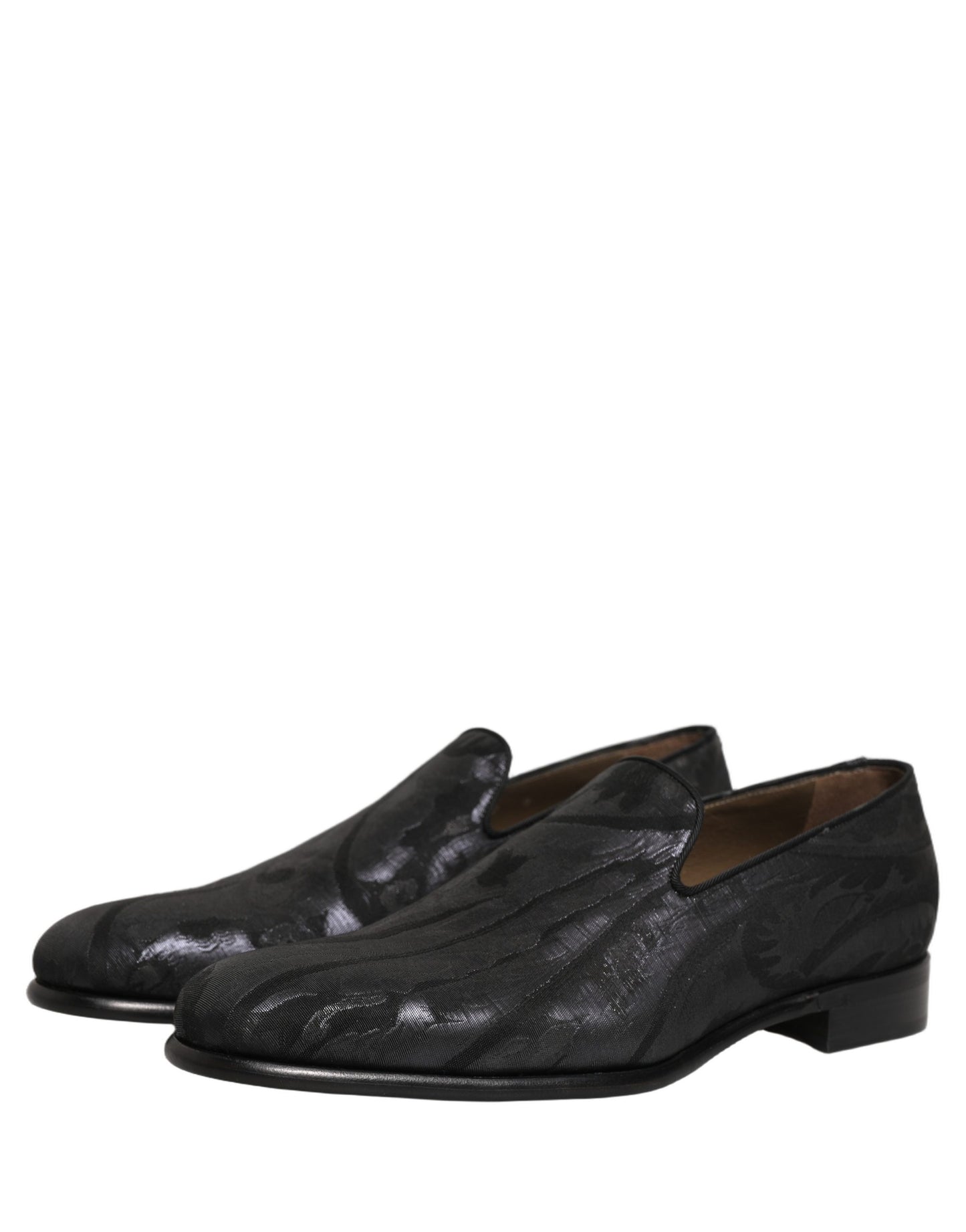 Dolce & Gabbana Black Brocade Men Slip On Dress Loafers Shoes Curated Luxury Accessories by Orvyn