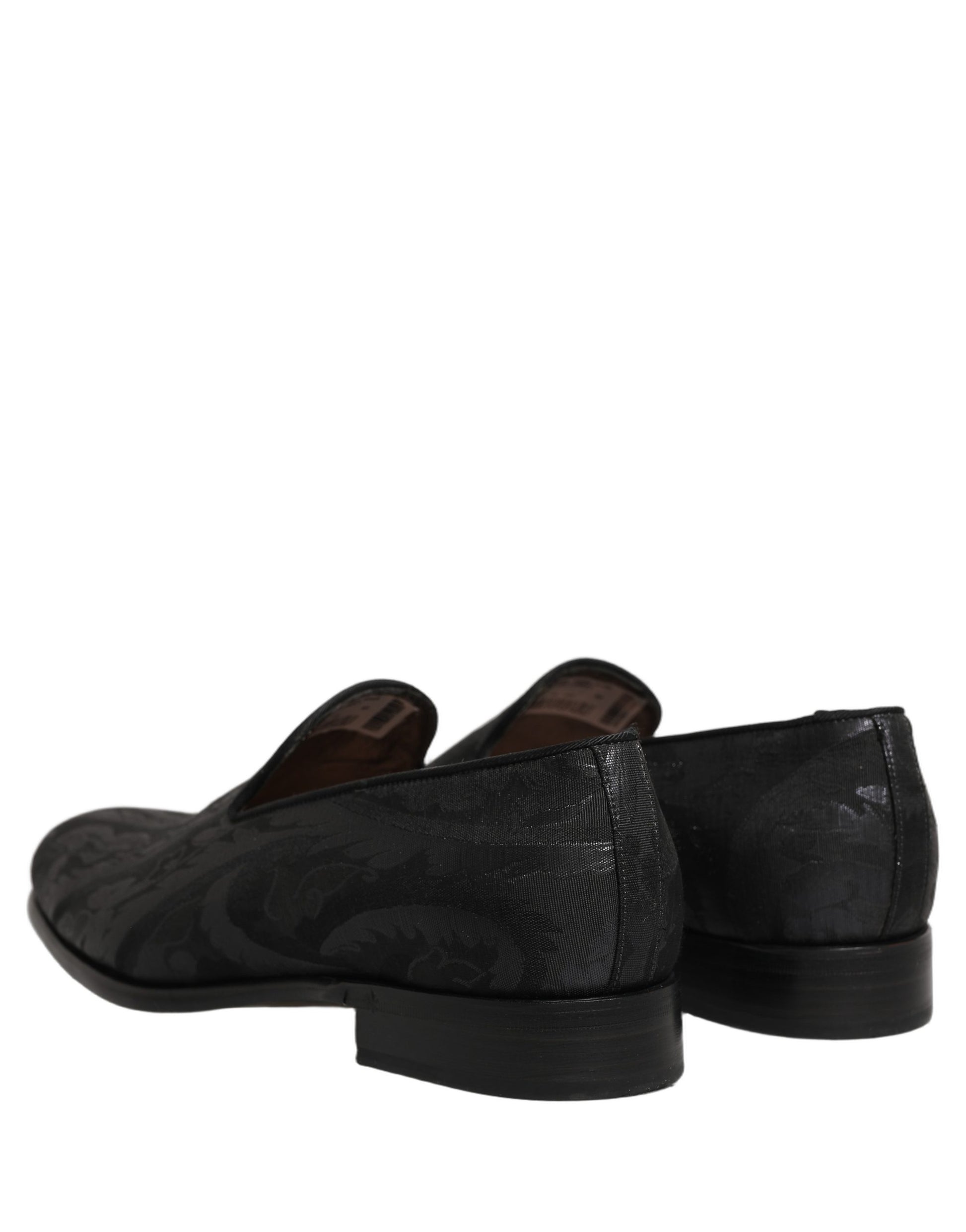 Dolce & Gabbana Black Brocade Men Slip On Dress Loafers Shoes Curated Luxury Accessories by Orvyn