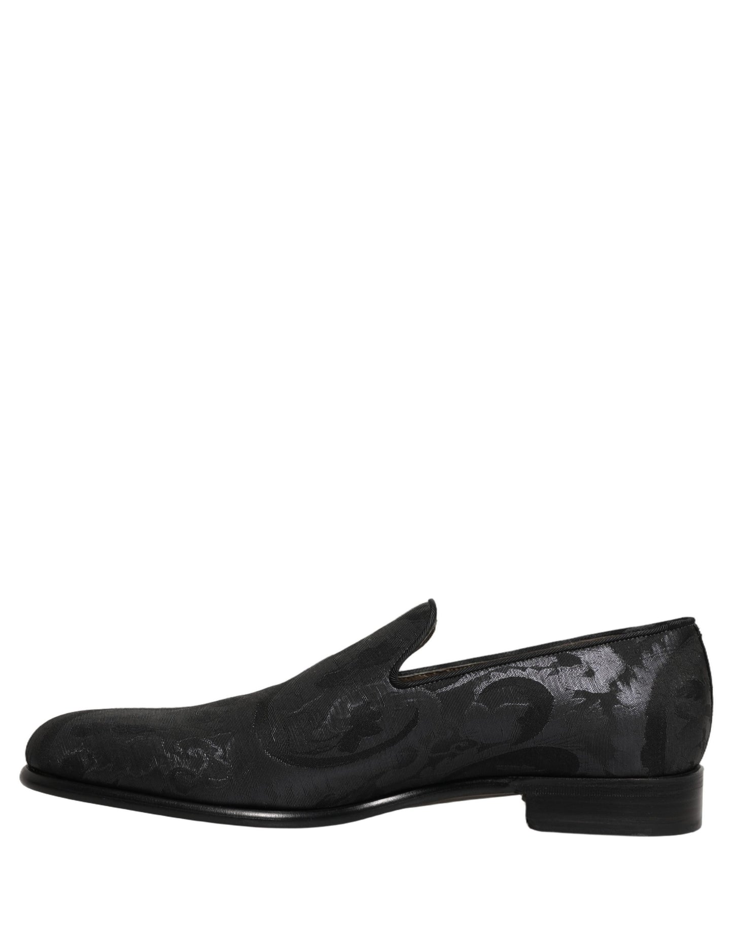 Dolce & Gabbana Black Brocade Men Slip On Dress Loafers Shoes Curated Luxury Accessories by Orvyn