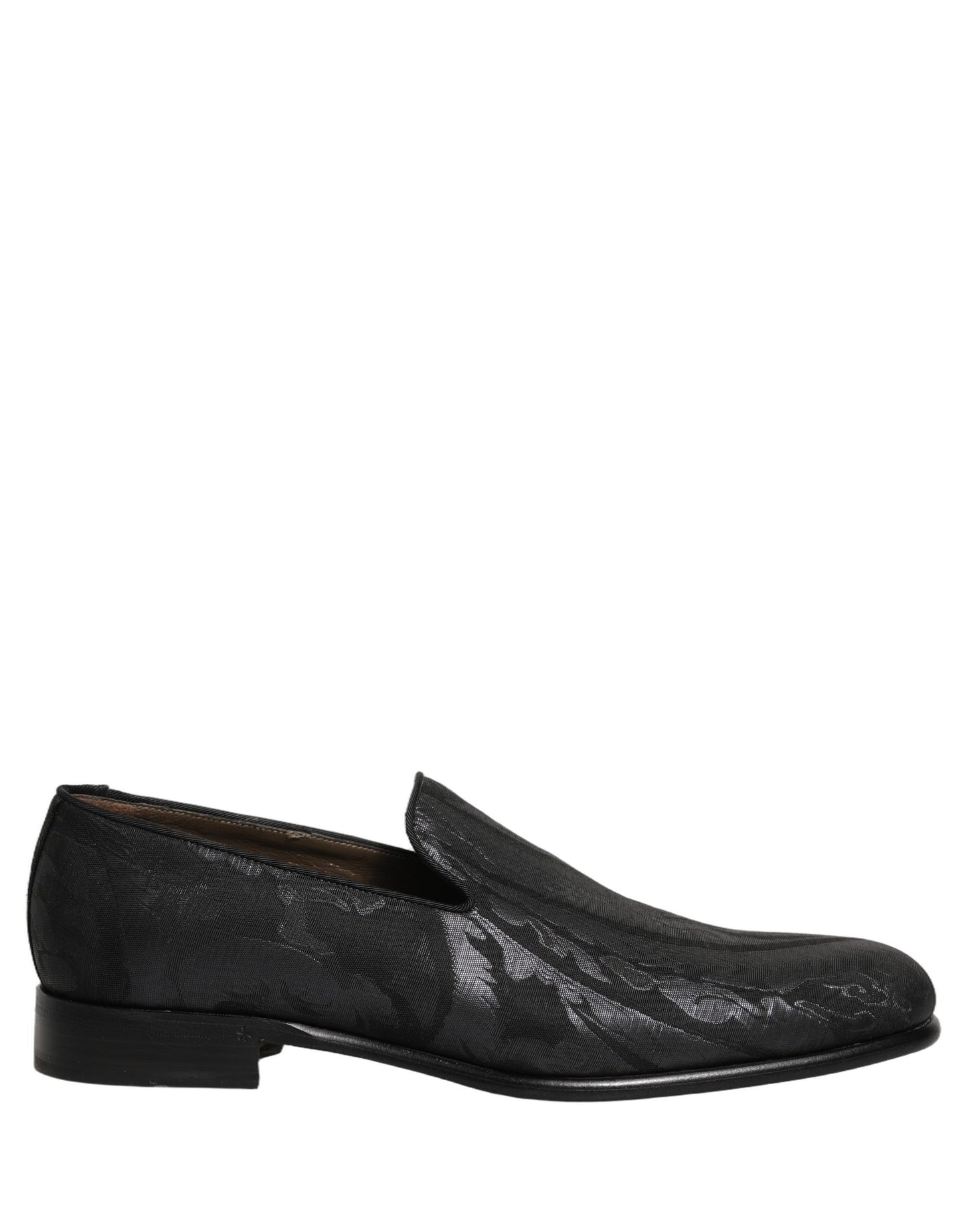 Dolce & Gabbana Black Brocade Men Slip On Dress Loafers Shoes Curated Luxury Accessories by Orvyn