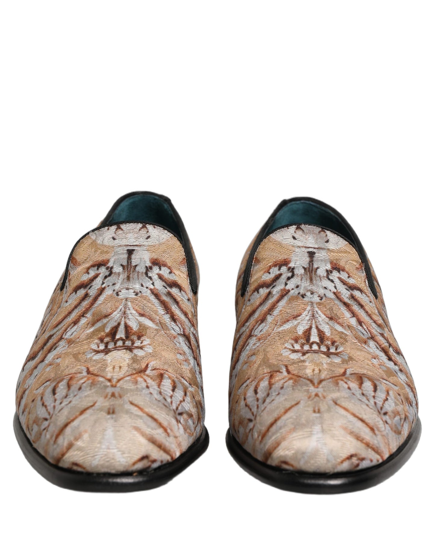 Dolce & Gabbana Beige Brocade Men Slip On Dress Loafers Shoes Curated Luxury Accessories by Orvyn
