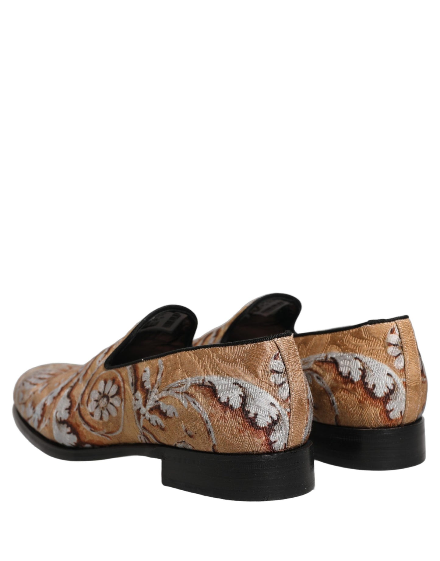 Dolce & Gabbana Beige Brocade Men Slip On Dress Loafers Shoes Curated Luxury Accessories by Orvyn