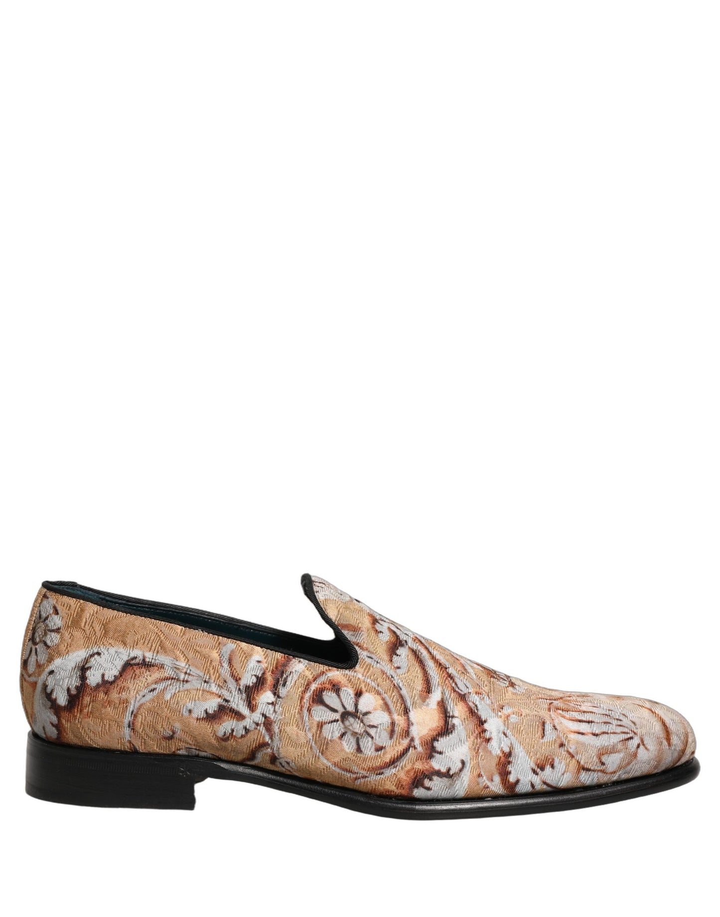 Dolce & Gabbana Beige Brocade Men Slip On Dress Loafers Shoes Curated Luxury Accessories by Orvyn