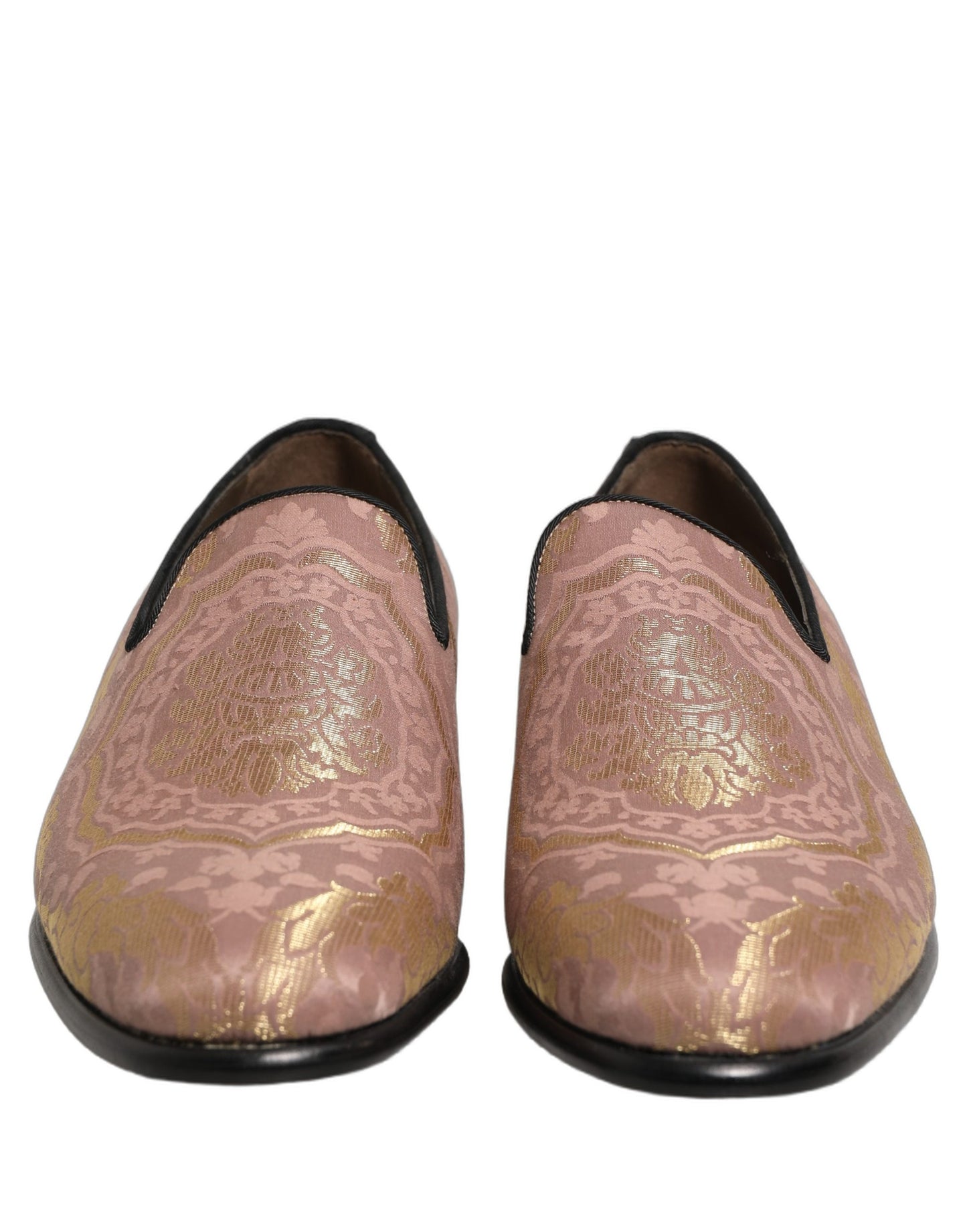 Dolce & Gabbana Pink Brocade Men Slip On Dress Loafers Shoes Curated Luxury Accessories by Orvyn