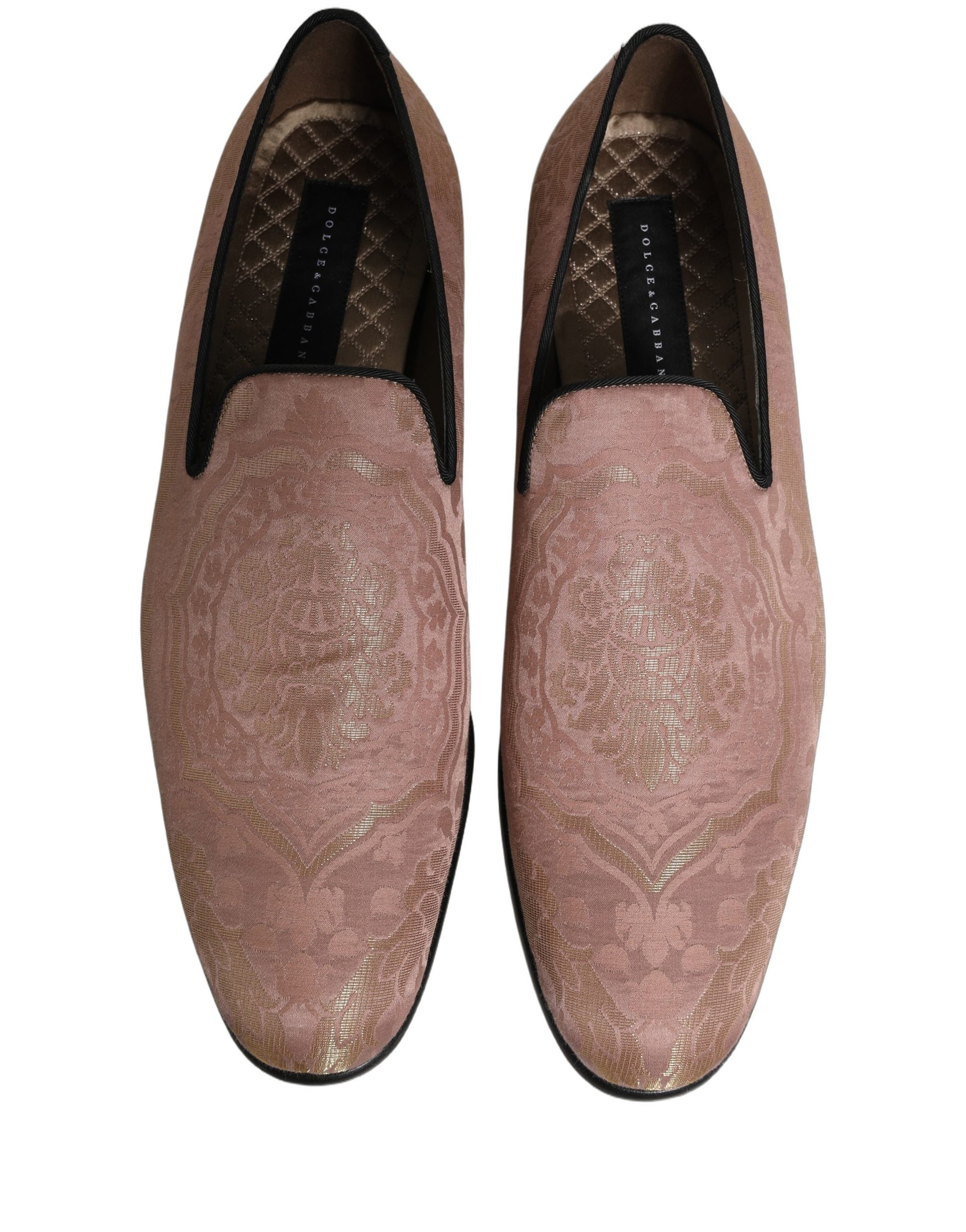 Dolce & Gabbana Pink Brocade Men Slip On Dress Loafers Shoes Curated Luxury Accessories by Orvyn