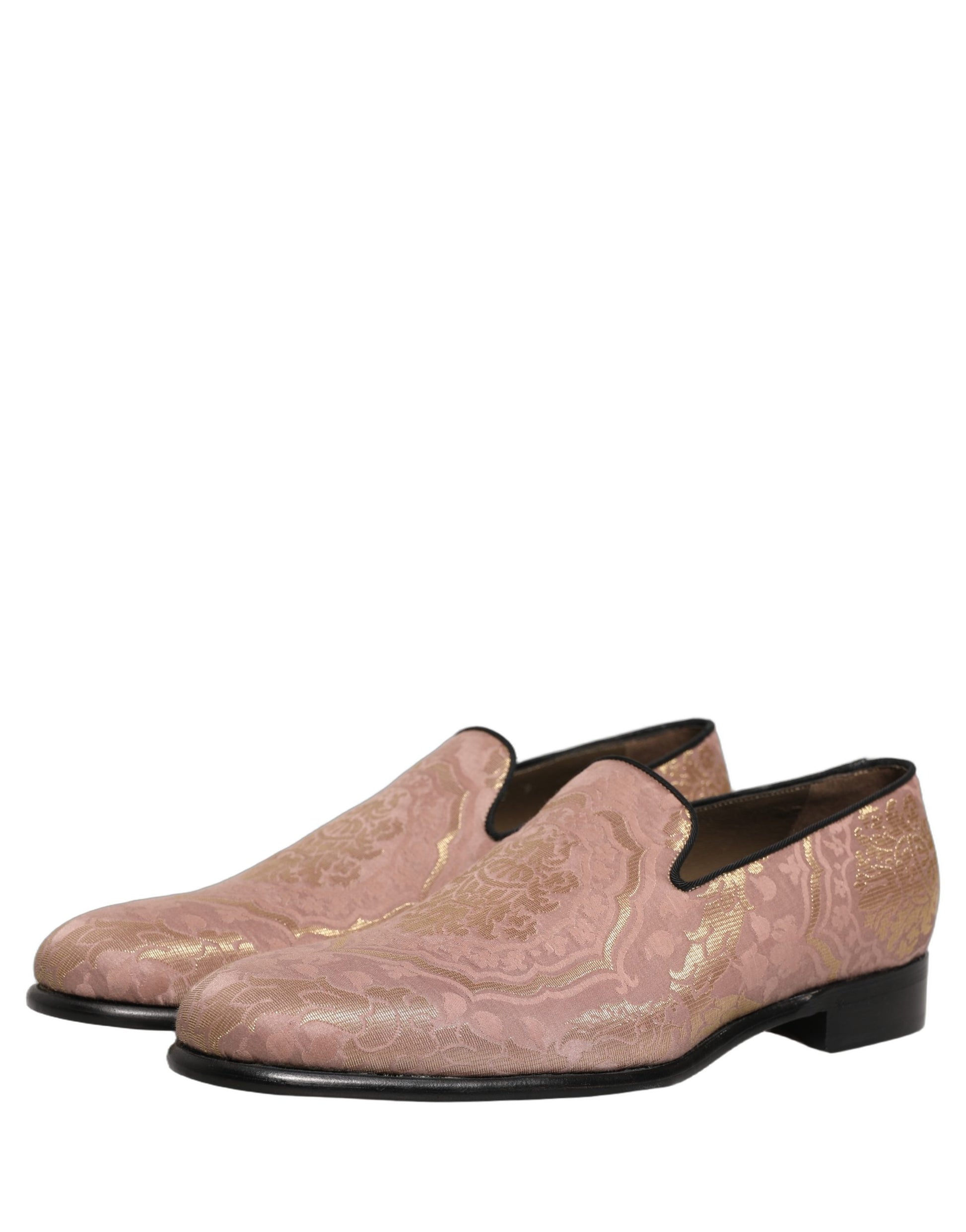 Dolce & Gabbana Pink Brocade Men Slip On Dress Loafers Shoes Curated Luxury Accessories by Orvyn