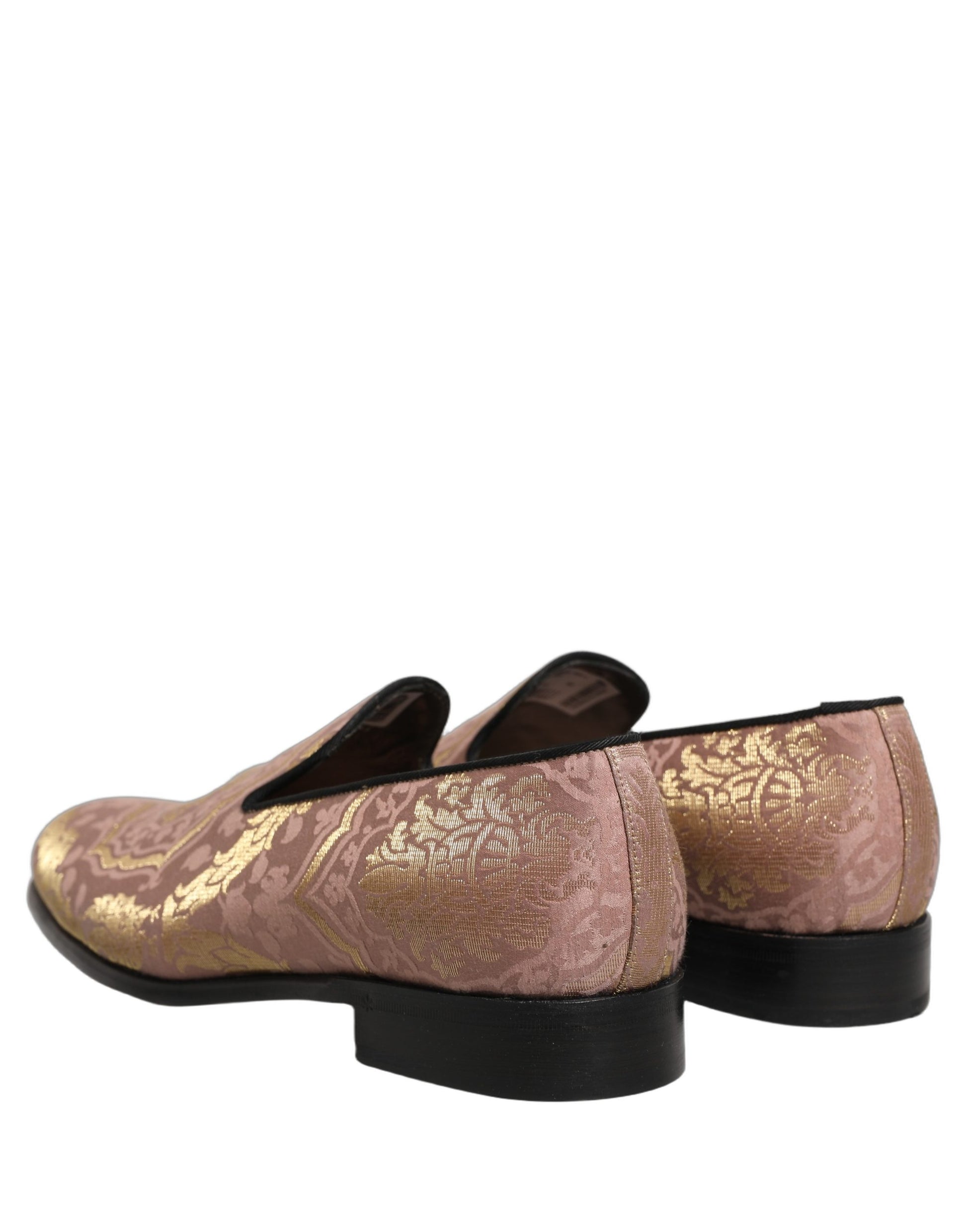 Dolce & Gabbana Pink Brocade Men Slip On Dress Loafers Shoes Curated Luxury Accessories by Orvyn