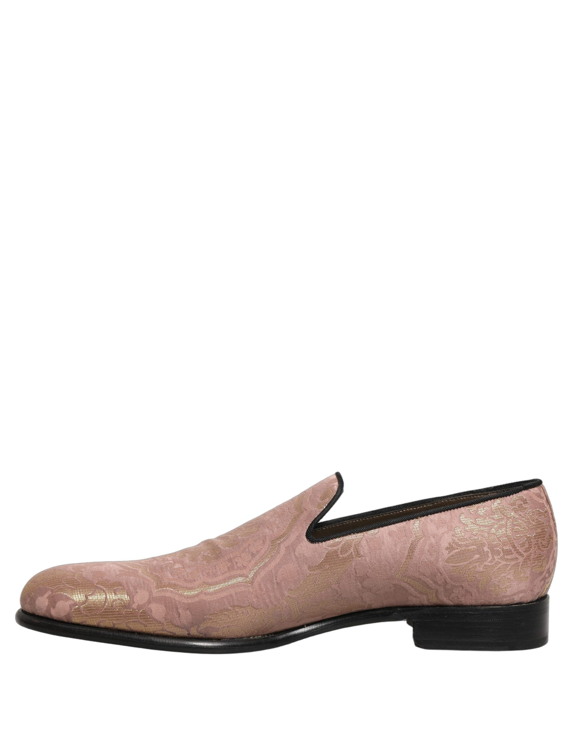 Dolce & Gabbana Pink Brocade Men Slip On Dress Loafers Shoes Curated Luxury Accessories by Orvyn