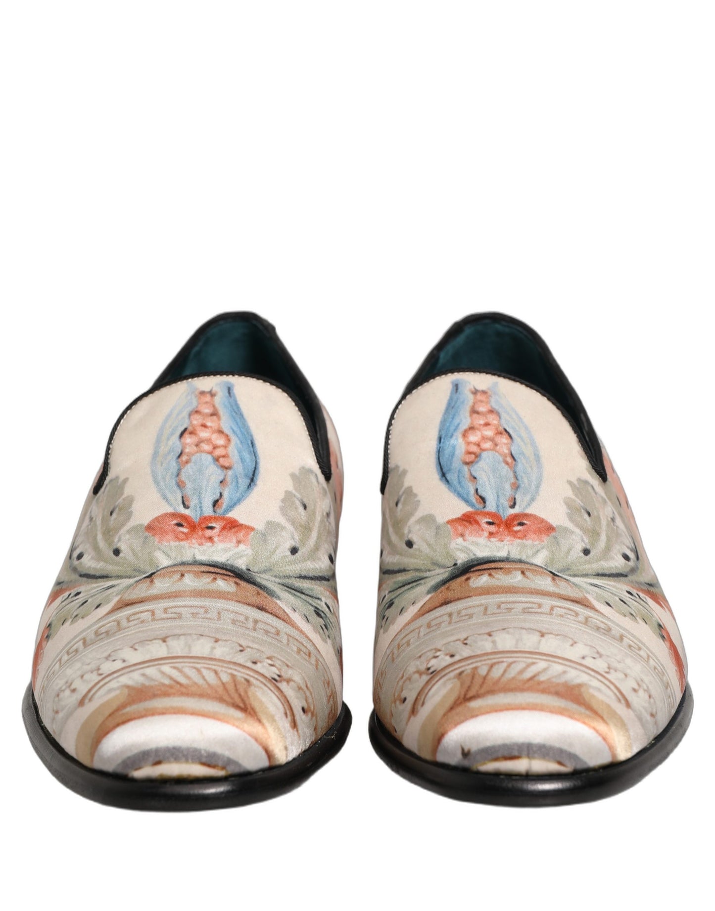 Dolce & Gabbana White Floral Vase Slip On Dress Loafers Shoes Curated Luxury Accessories by Orvyn