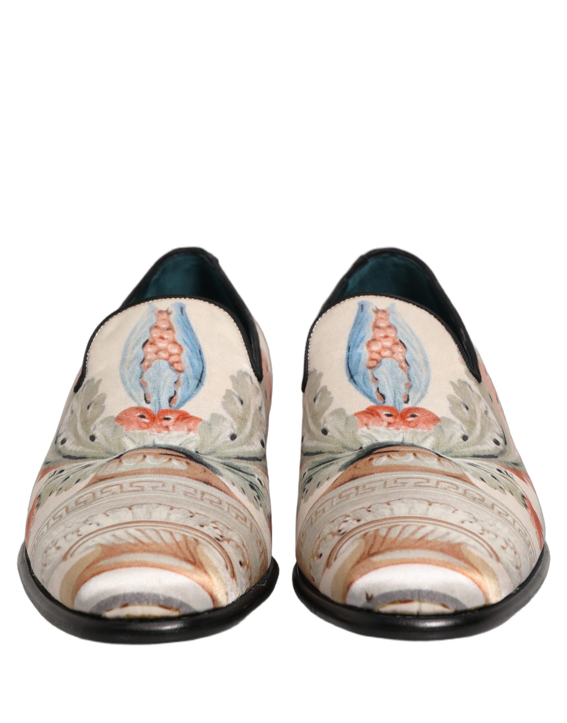 Dolce & Gabbana White Floral Vase Slip On Dress Loafers Shoes Curated Luxury Accessories by Orvyn
