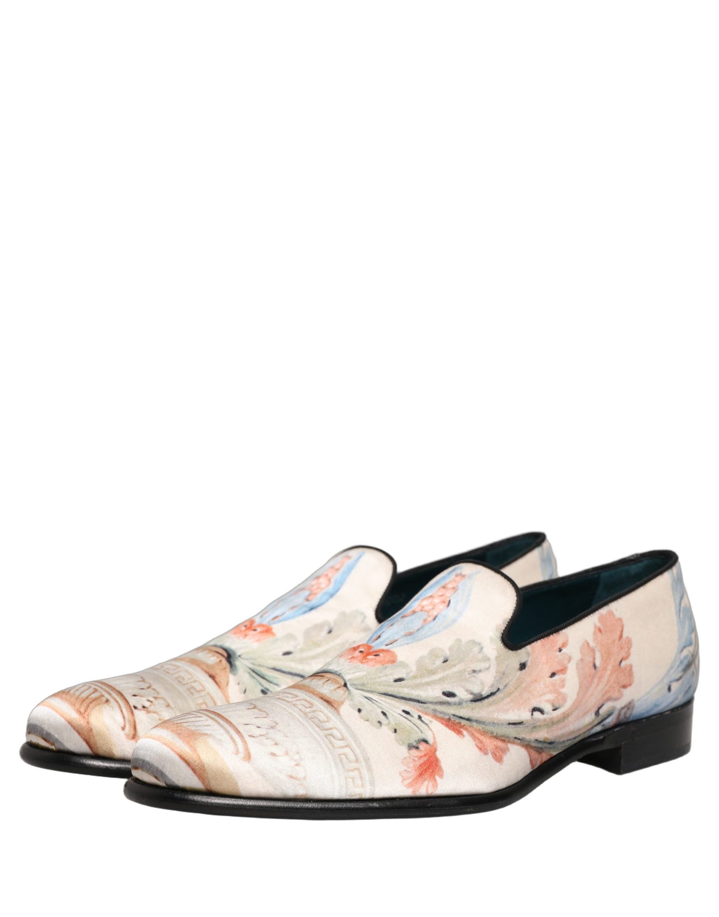 Dolce & Gabbana White Floral Vase Slip On Dress Loafers Shoes Curated Luxury Accessories by Orvyn