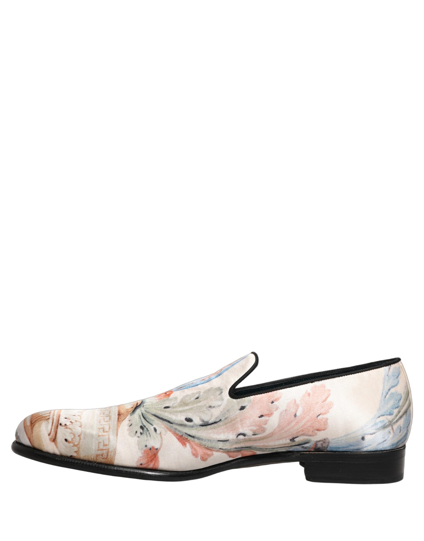 Dolce & Gabbana White Floral Vase Slip On Dress Loafers Shoes Curated Luxury Accessories by Orvyn
