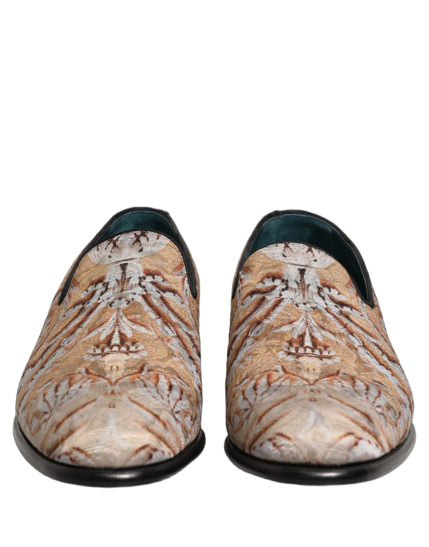 Dolce & Gabbana Gold Brocade Baroque Men Loafers Shoes Curated Luxury Accessories by Orvyn