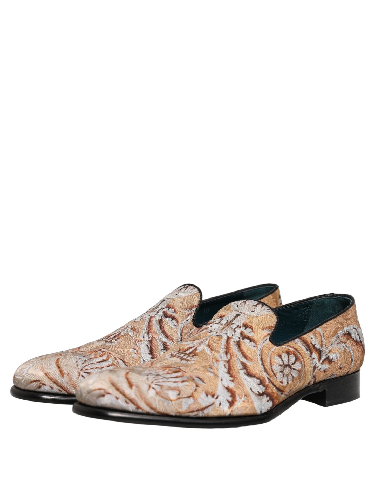 Dolce & Gabbana Gold Brocade Baroque Men Loafers Shoes Curated Luxury Accessories by Orvyn