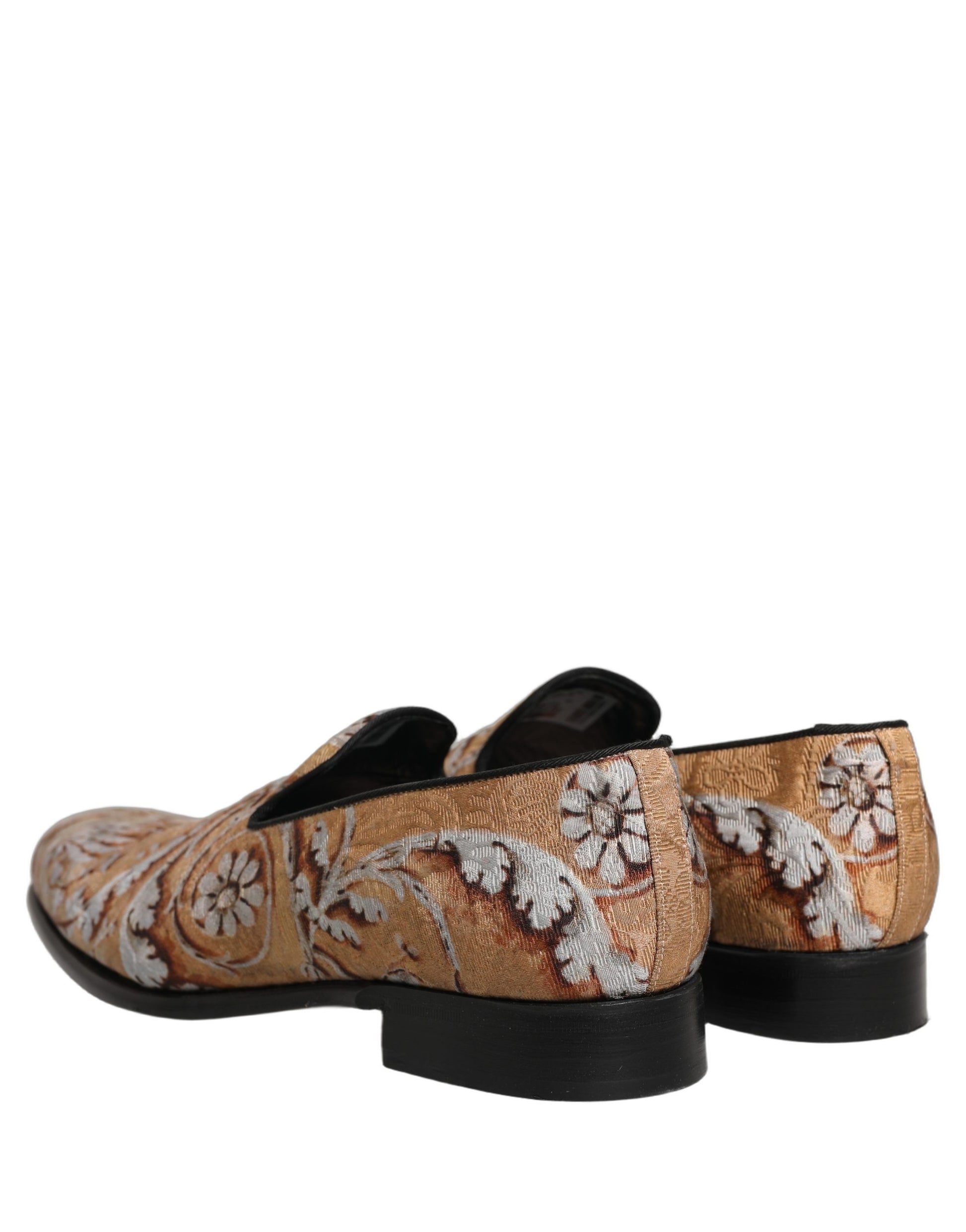 Dolce & Gabbana Gold Brocade Baroque Men Loafers Shoes Curated Luxury Accessories by Orvyn