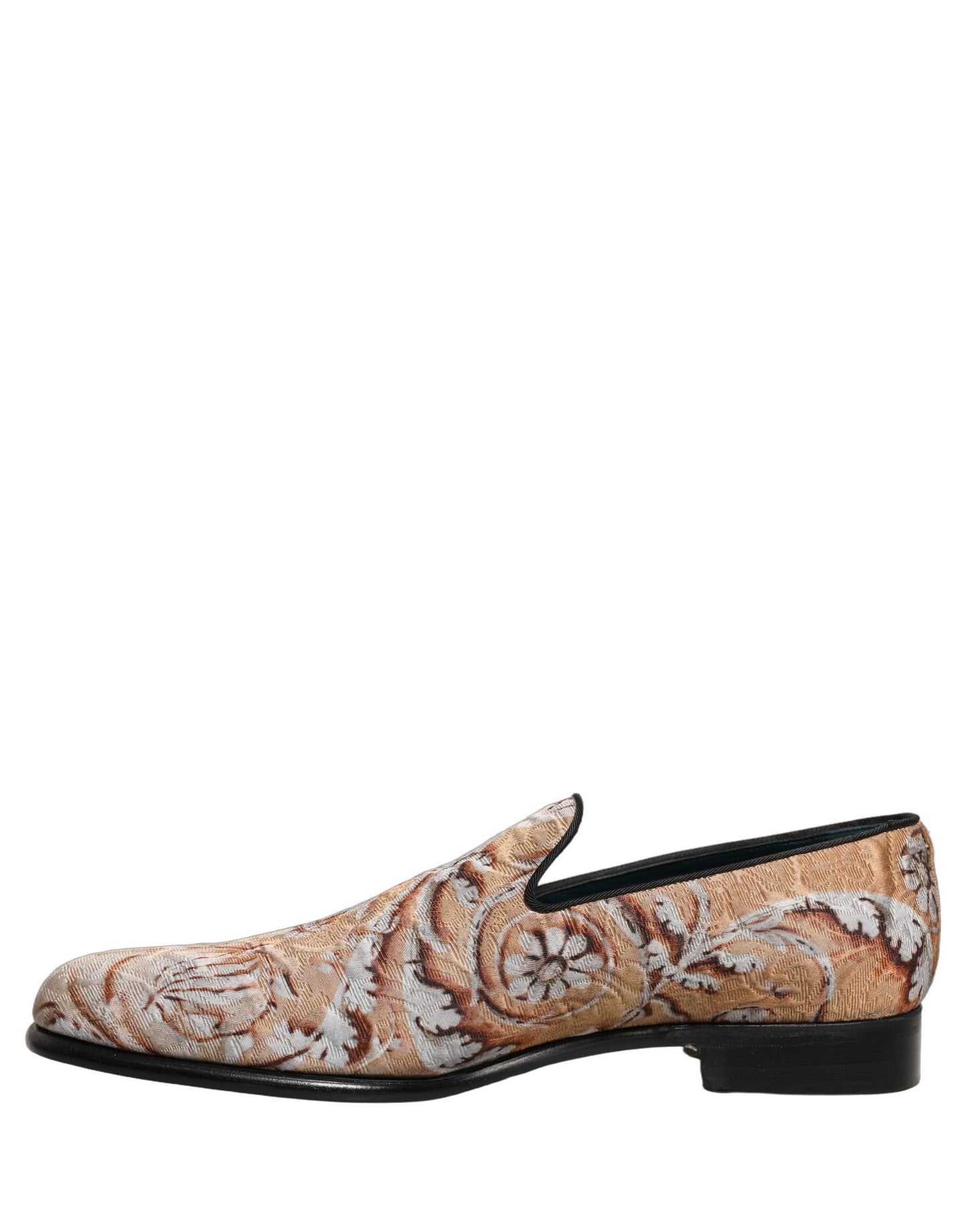 Dolce & Gabbana Gold Brocade Baroque Men Loafers Shoes Curated Luxury Accessories by Orvyn