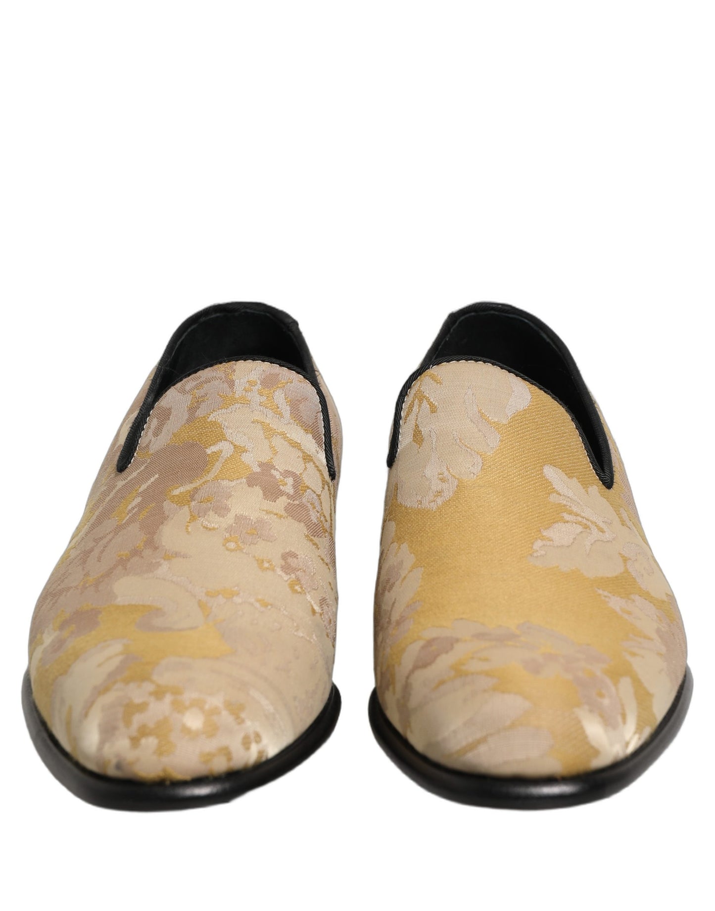Dolce & Gabbana Gold Floral Print Jacquard Men Loafers Shoes Curated Luxury Accessories by Orvyn