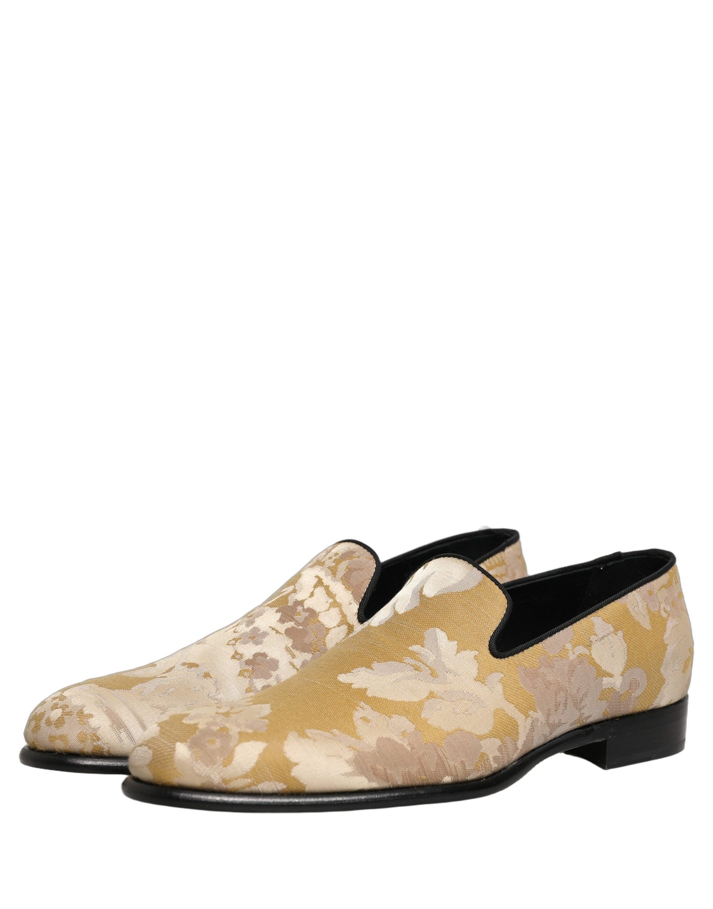 Dolce & Gabbana Gold Floral Print Jacquard Men Loafers Shoes Curated Luxury Accessories by Orvyn