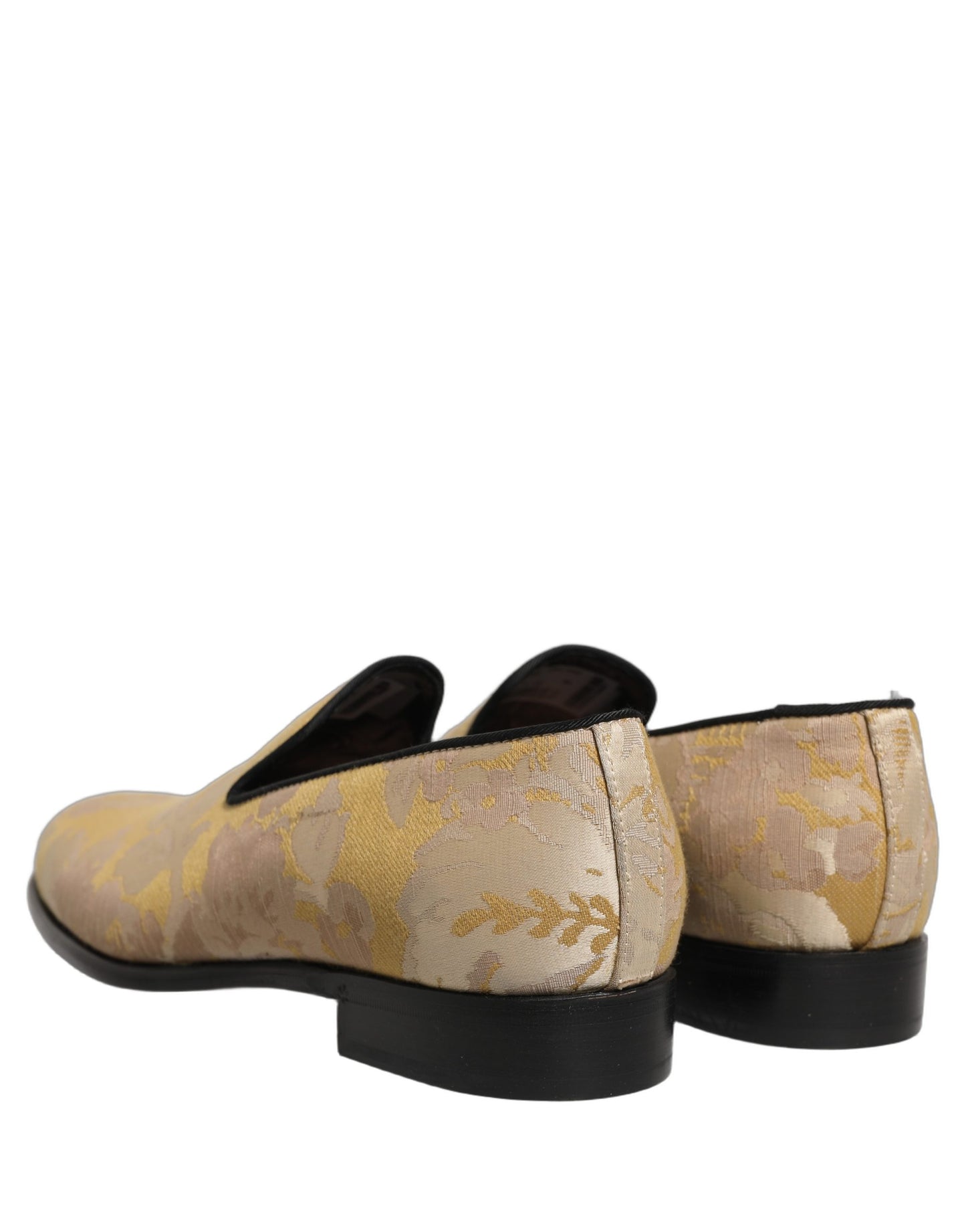 Dolce & Gabbana Gold Floral Print Jacquard Men Loafers Shoes Curated Luxury Accessories by Orvyn