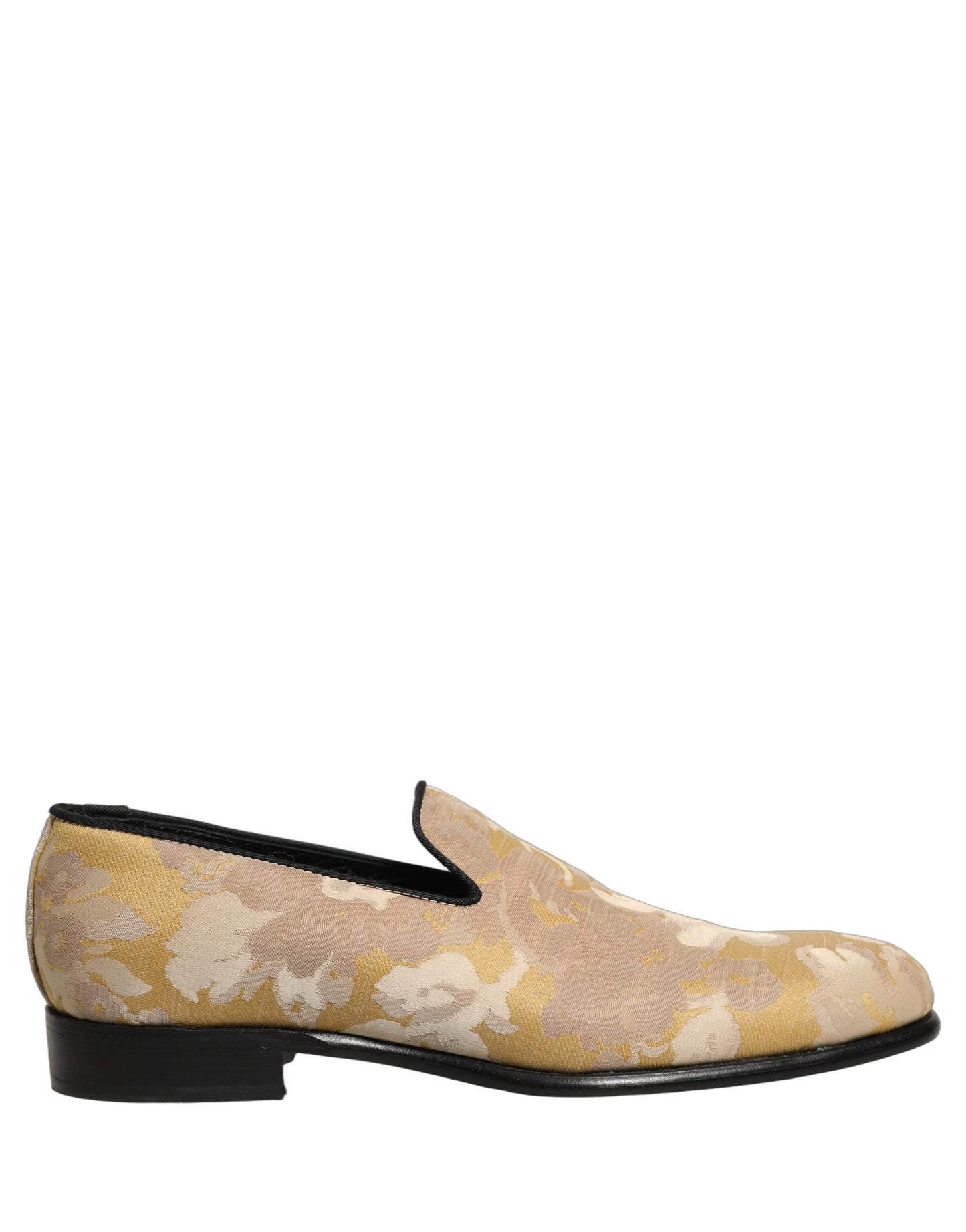 Dolce & Gabbana Gold Floral Print Jacquard Men Loafers Shoes Curated Luxury Accessories by Orvyn