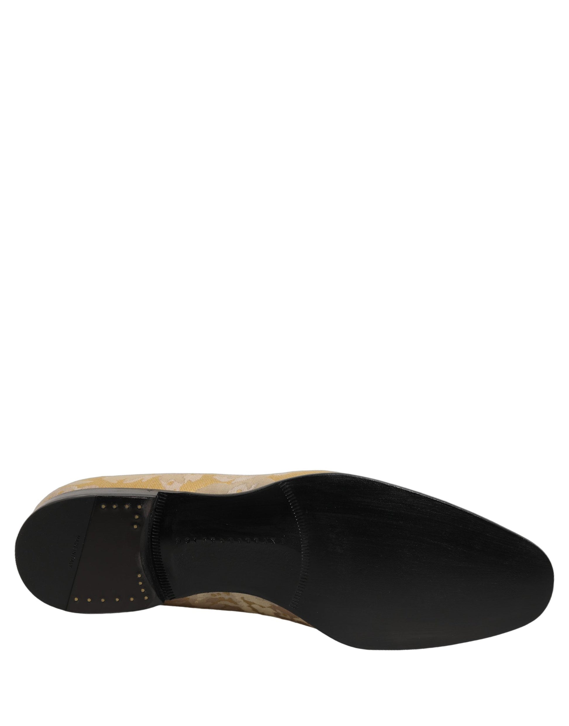 Dolce & Gabbana Gold Floral Print Jacquard Men Loafers Shoes Curated Luxury Accessories by Orvyn