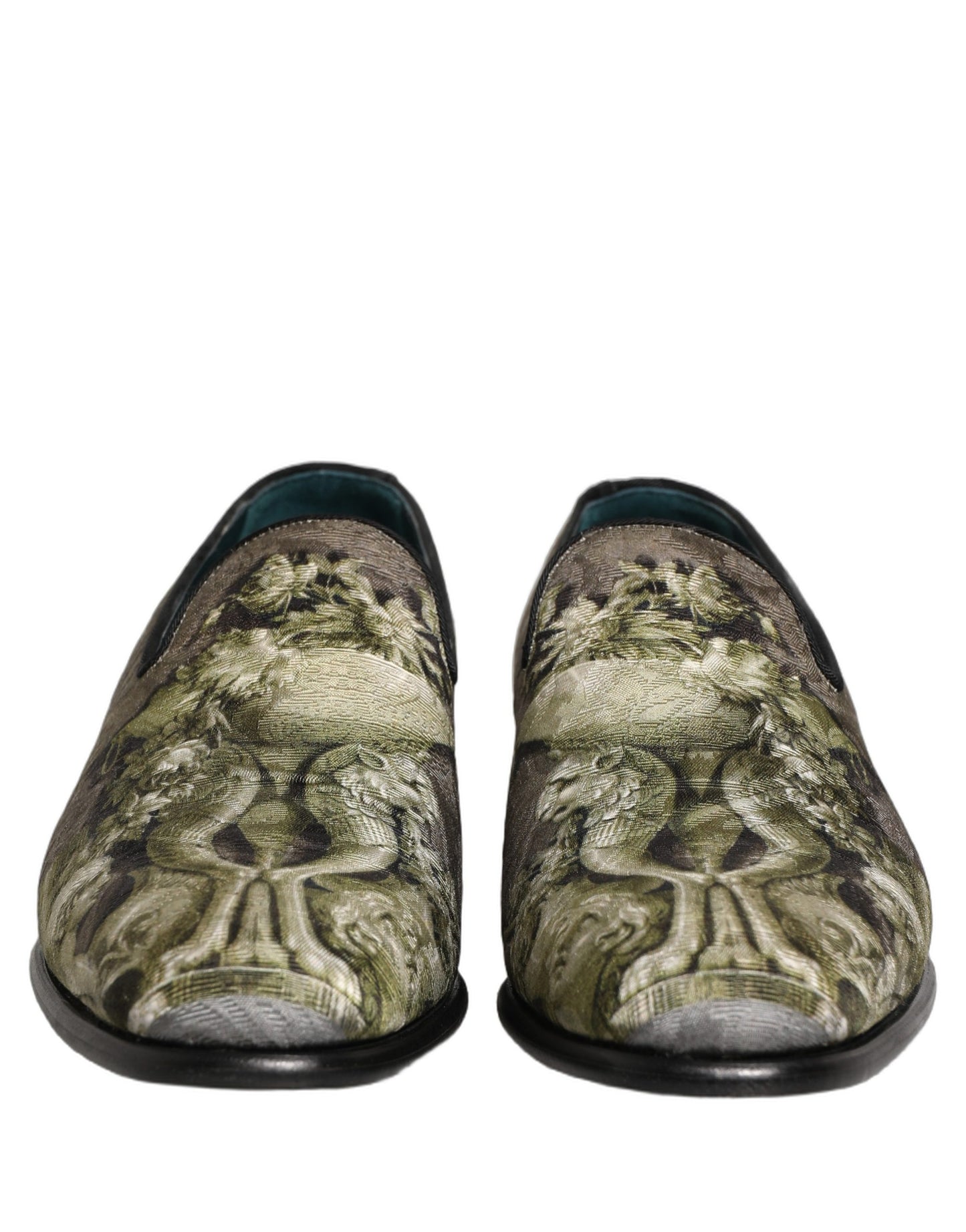 Dolce & Gabbana Brown Baroque Print Slip On Loafers Shoes Curated Luxury Accessories by Orvyn