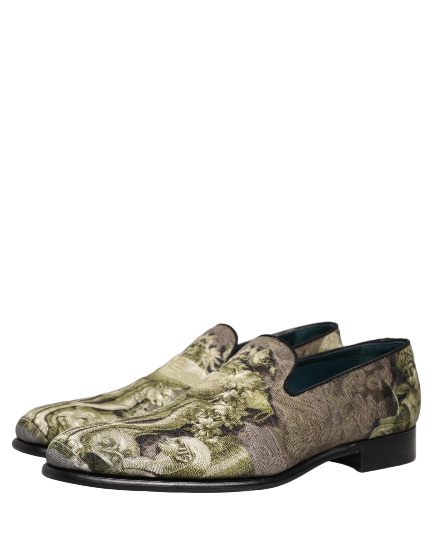Dolce & Gabbana Brown Baroque Print Slip On Loafers Shoes Curated Luxury Accessories by Orvyn